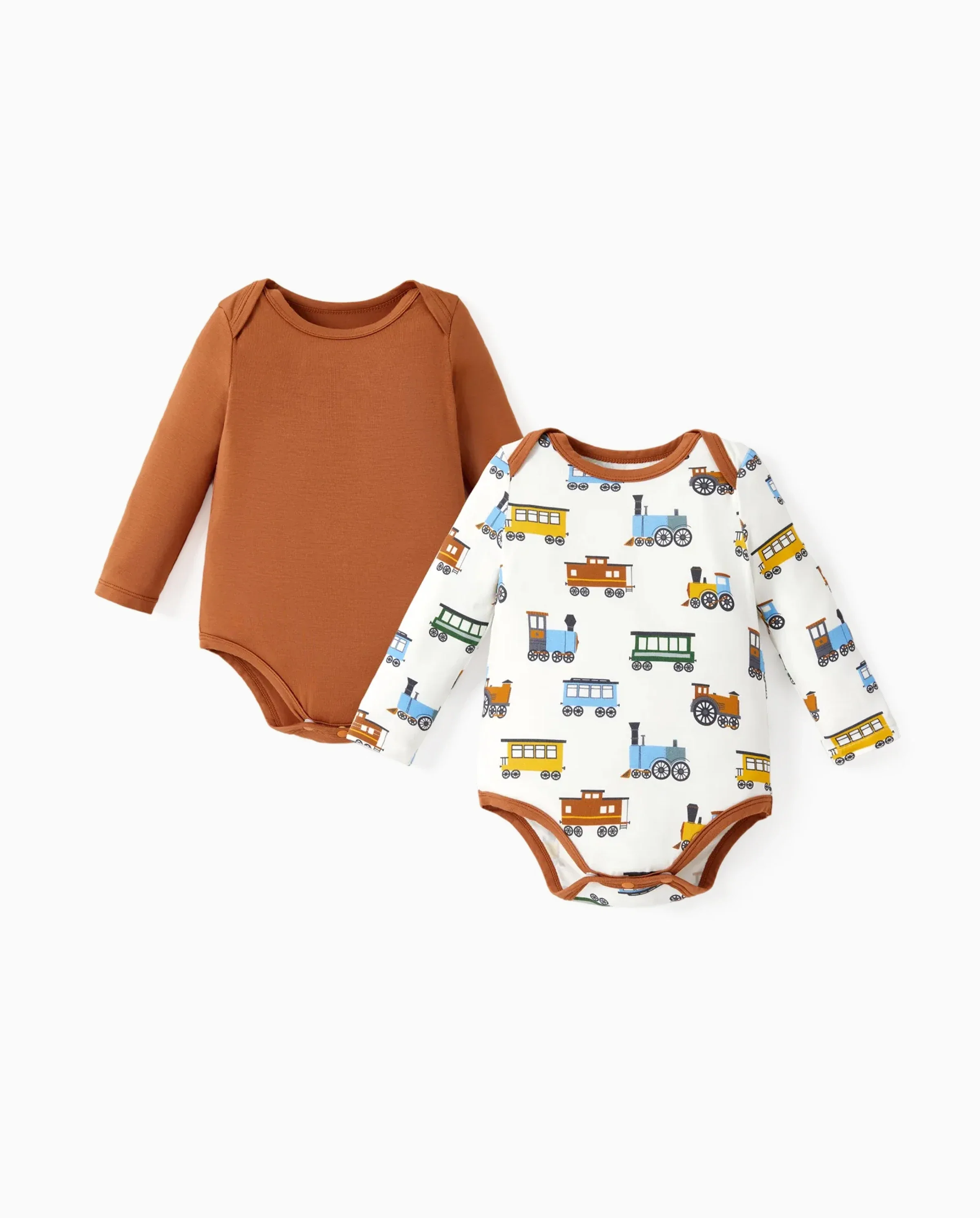 Bamboo Baby Bodysuits 2-piece Flora Long Sleeve Rompers for Baby Girls Infant Brown - Image 7