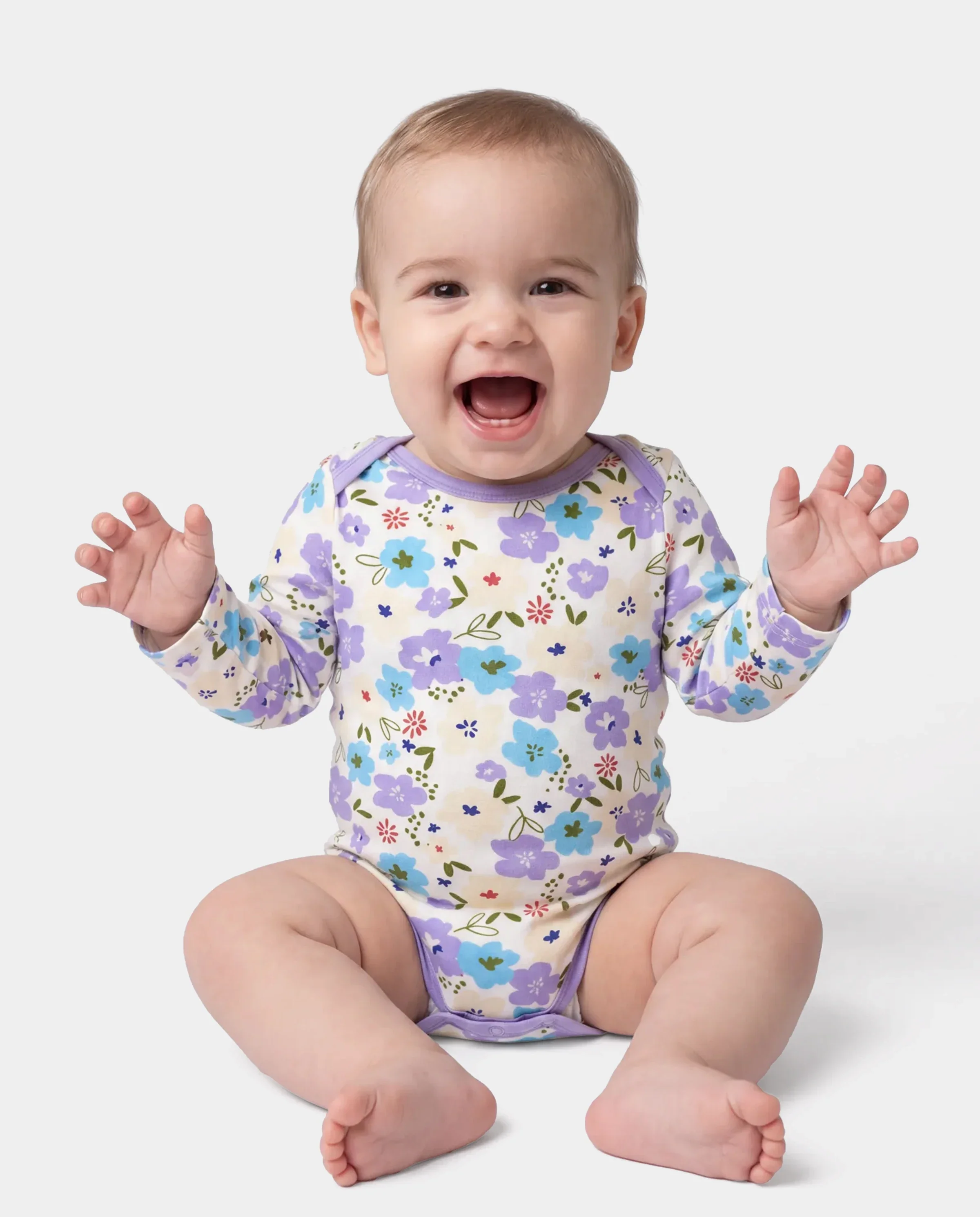 Bamboo Baby Bodysuits 2-piece Flora Long Sleeve Rompers for Baby Girls Infant Purple - Image 3