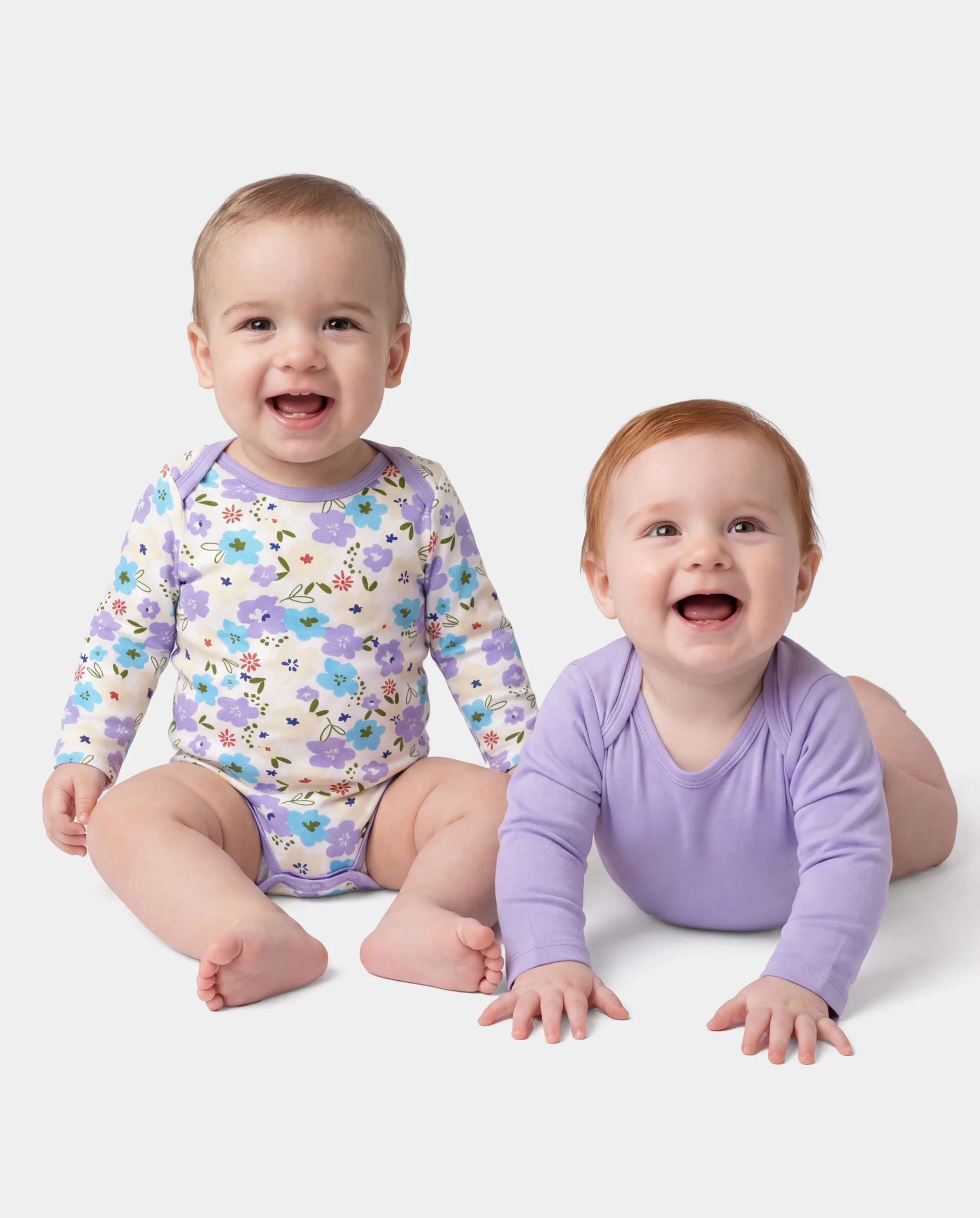 Bamboo Baby Bodysuits 2-piece Flora Long Sleeve Rompers for Baby Girls Infant Purple - Image 4