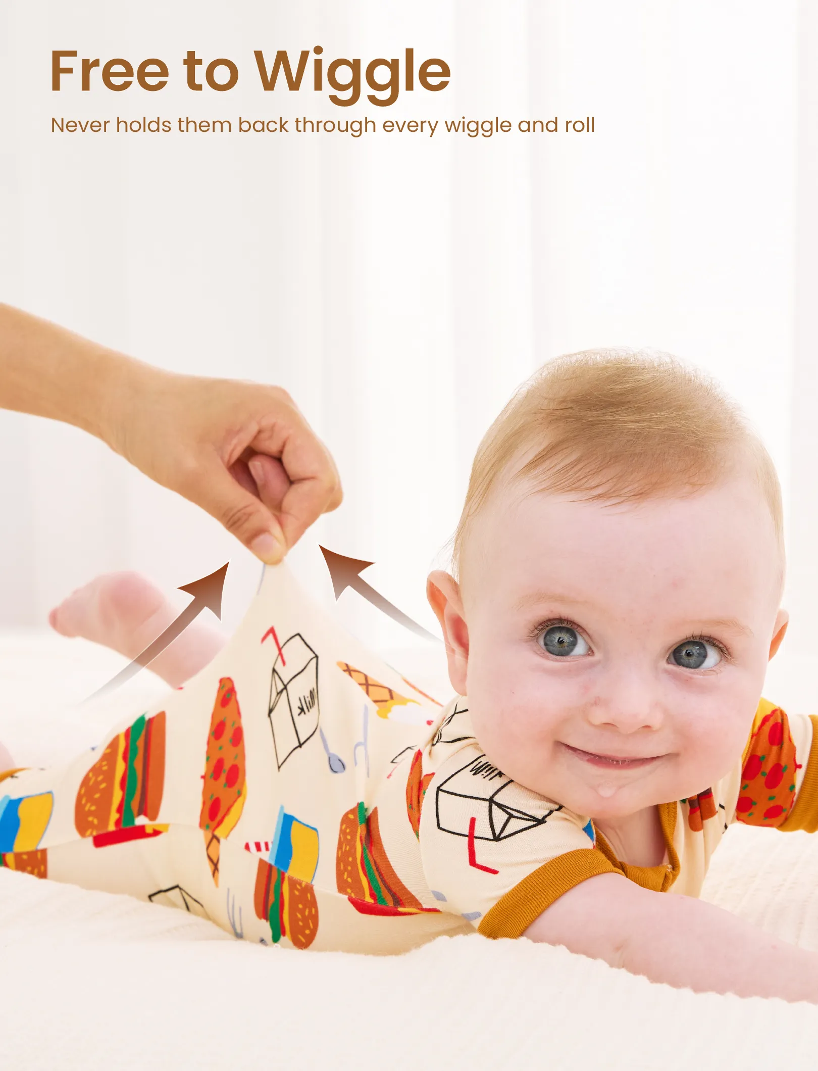 Bamboo Baby Boy / Girl 2-Way Zip Onesies Anti Slip Childlike Food Pattern Bamboo Sleepwear (Snug-Fitting)
Brown - Image 5