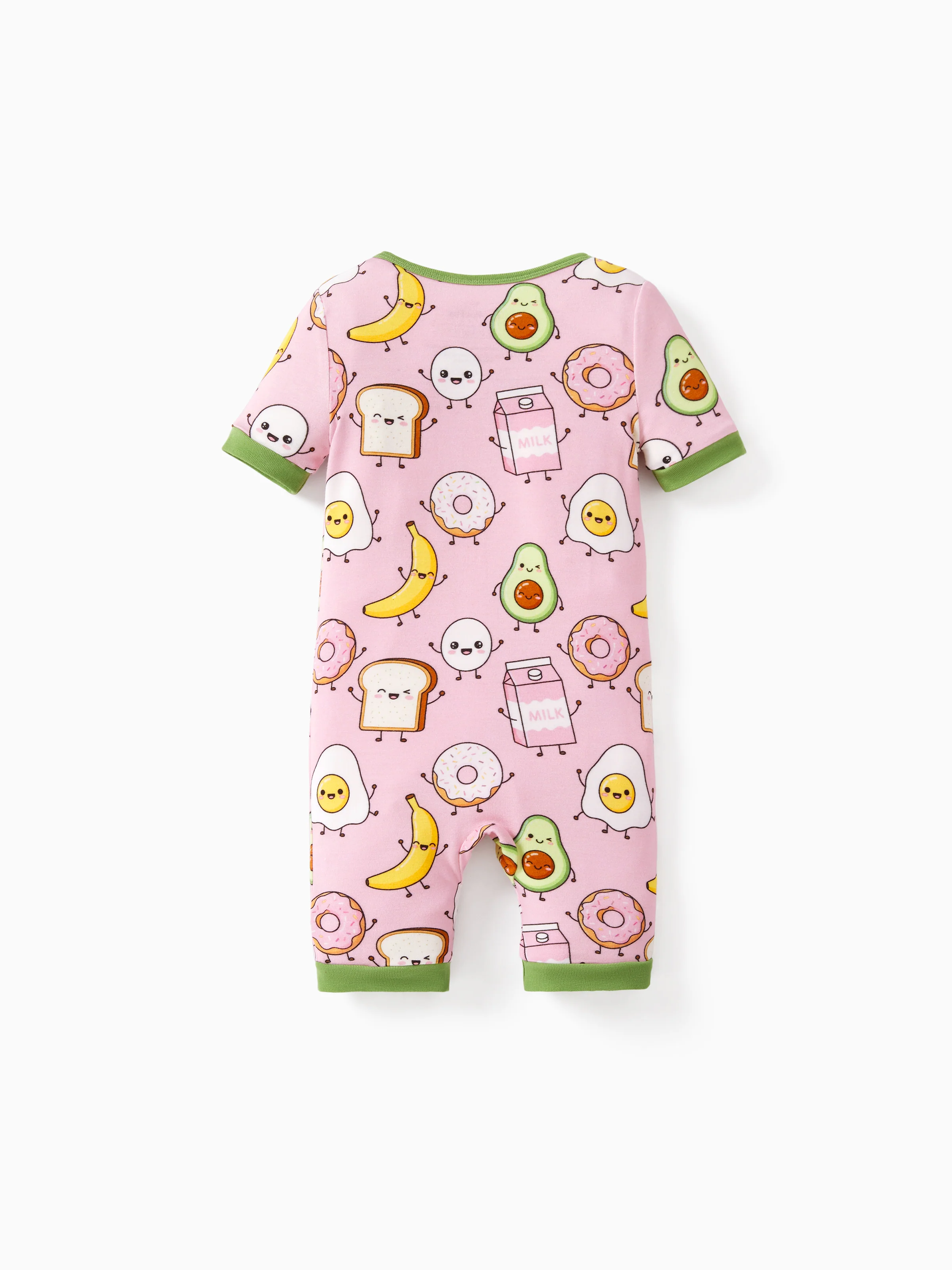 Bamboo Baby Boy / Girl 2-Way Zip Onesies Anti Slip Childlike Food Pattern Bamboo Sleepwear (Snug-Fitting)
Light Pink - Image 3