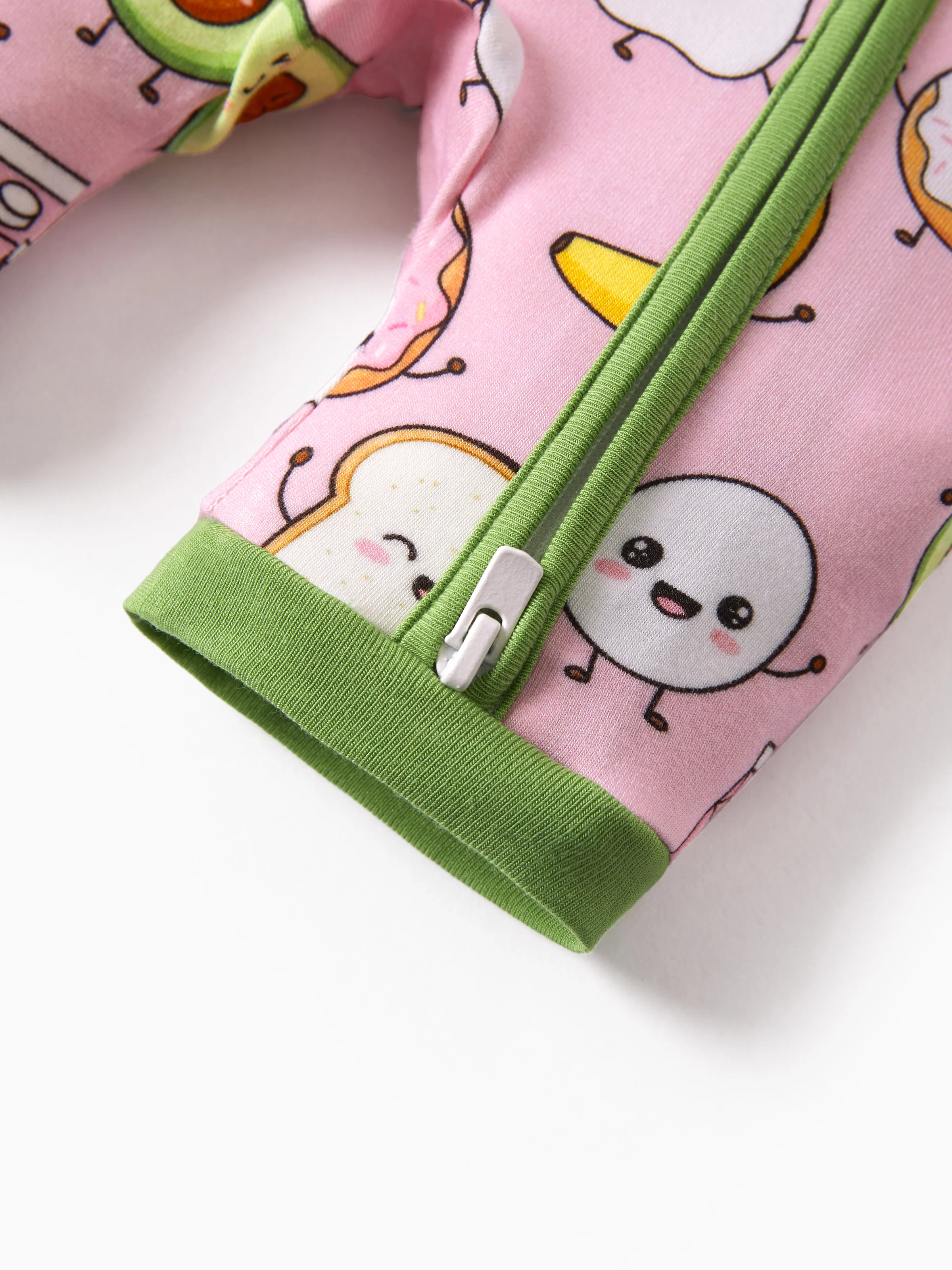 Bamboo Baby Boy / Girl 2-Way Zip Onesies Anti Slip Childlike Food Pattern Bamboo Sleepwear (Snug-Fitting)
Light Pink - Image 5