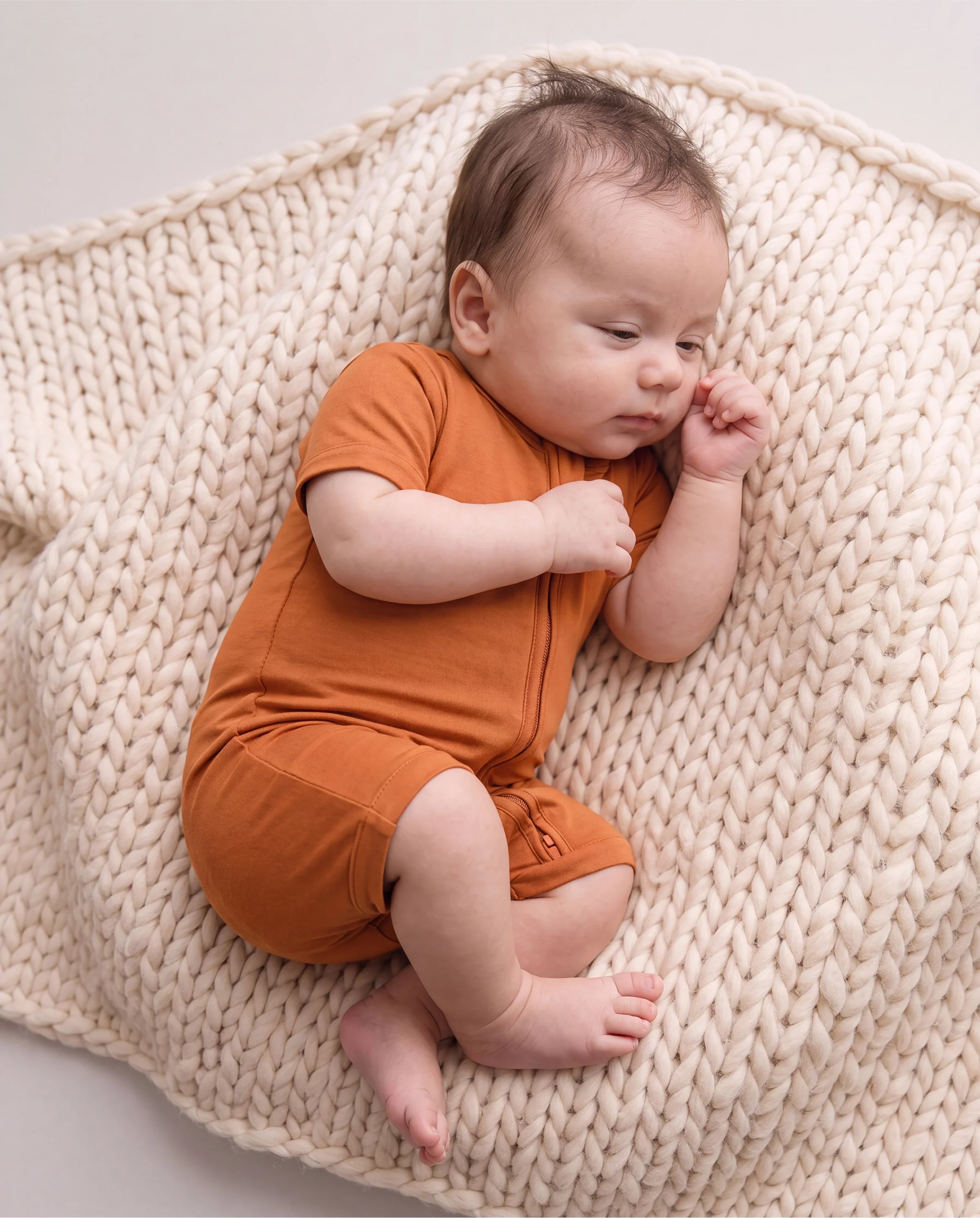 Bamboo Baby Boy / Girl 2-Way Zip Onesies Anti Slip Childlike Food Pattern Bamboo Sleepwear (Snug-Fitting)
Orange - Image 3