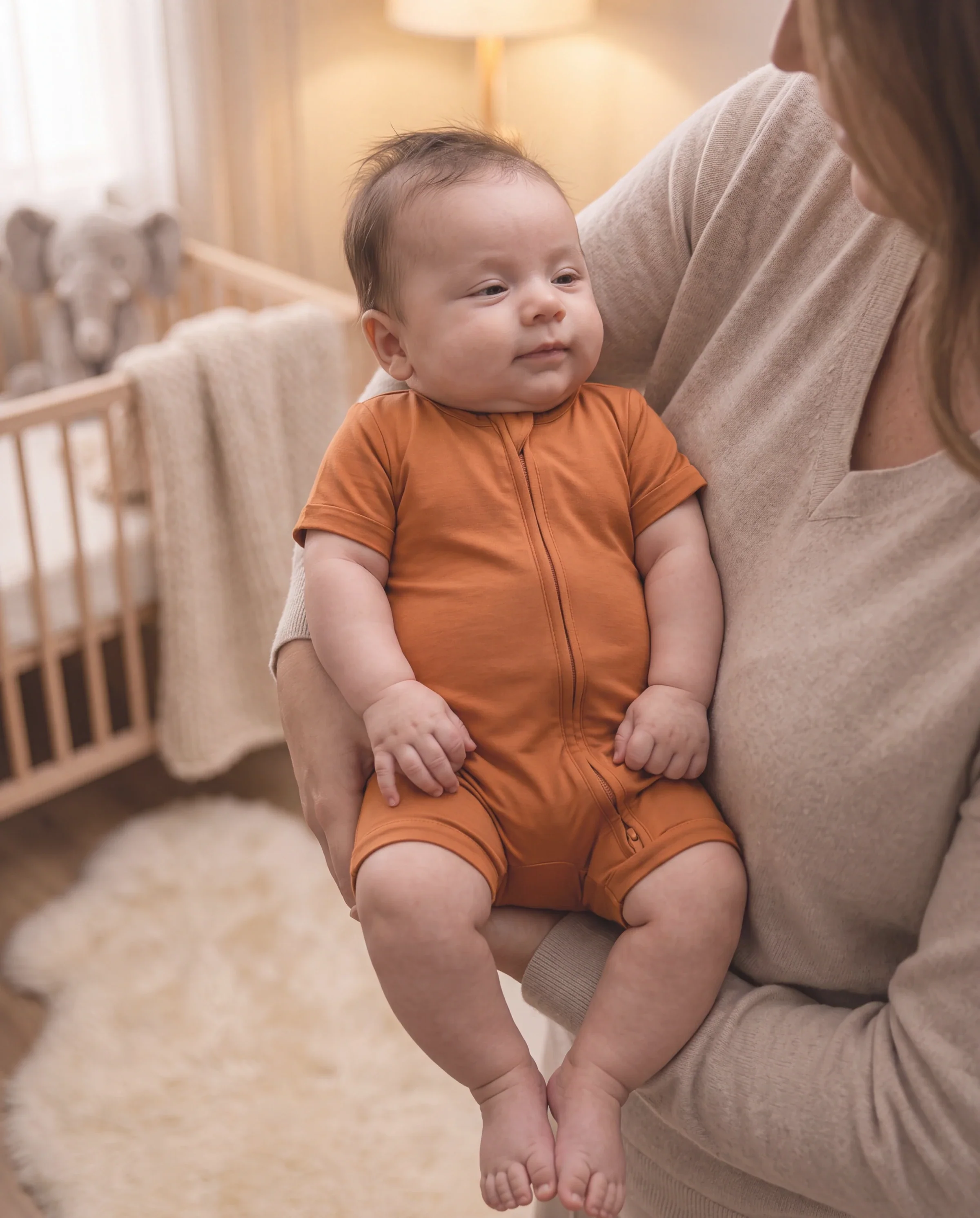 Bamboo Baby Boy / Girl 2-Way Zip Onesies Anti Slip Childlike Food Pattern Bamboo Sleepwear (Snug-Fitting)
Orange - Image 7