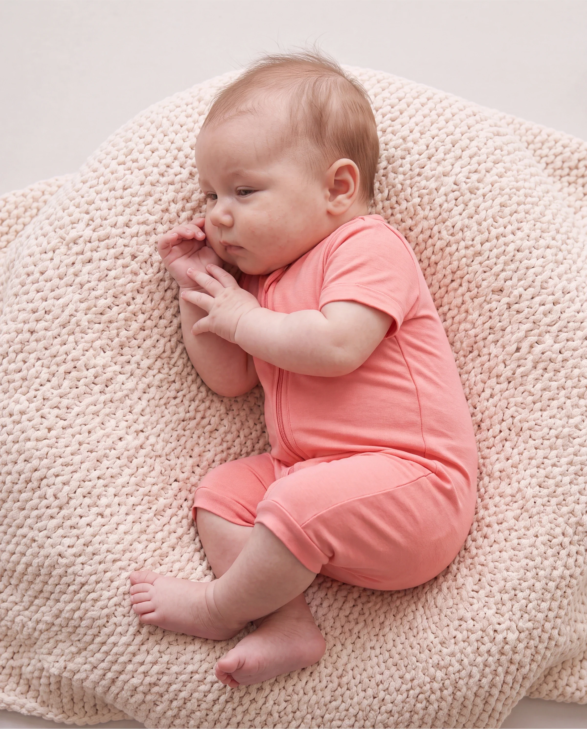 Bamboo Baby Boy / Girl 2-Way Zip Onesies Anti Slip Childlike Food Pattern Bamboo Sleepwear (Snug-Fitting)
Pink - Image 3