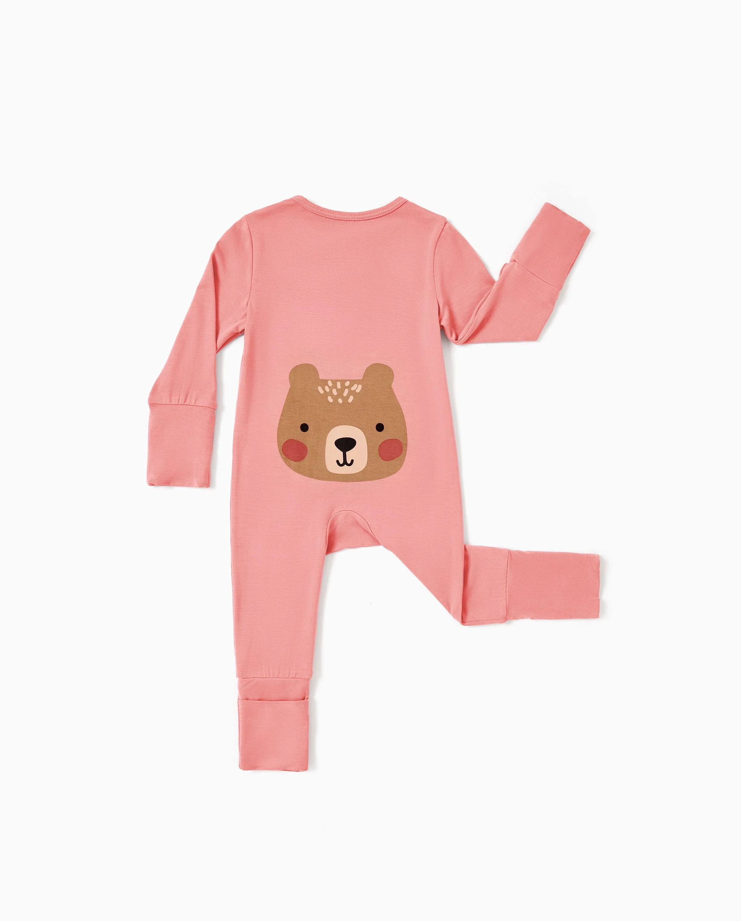 Bamboo Baby Boy / Girl Childlike Animal Pattern 2-way Zipper Footie Orange red - Image 6