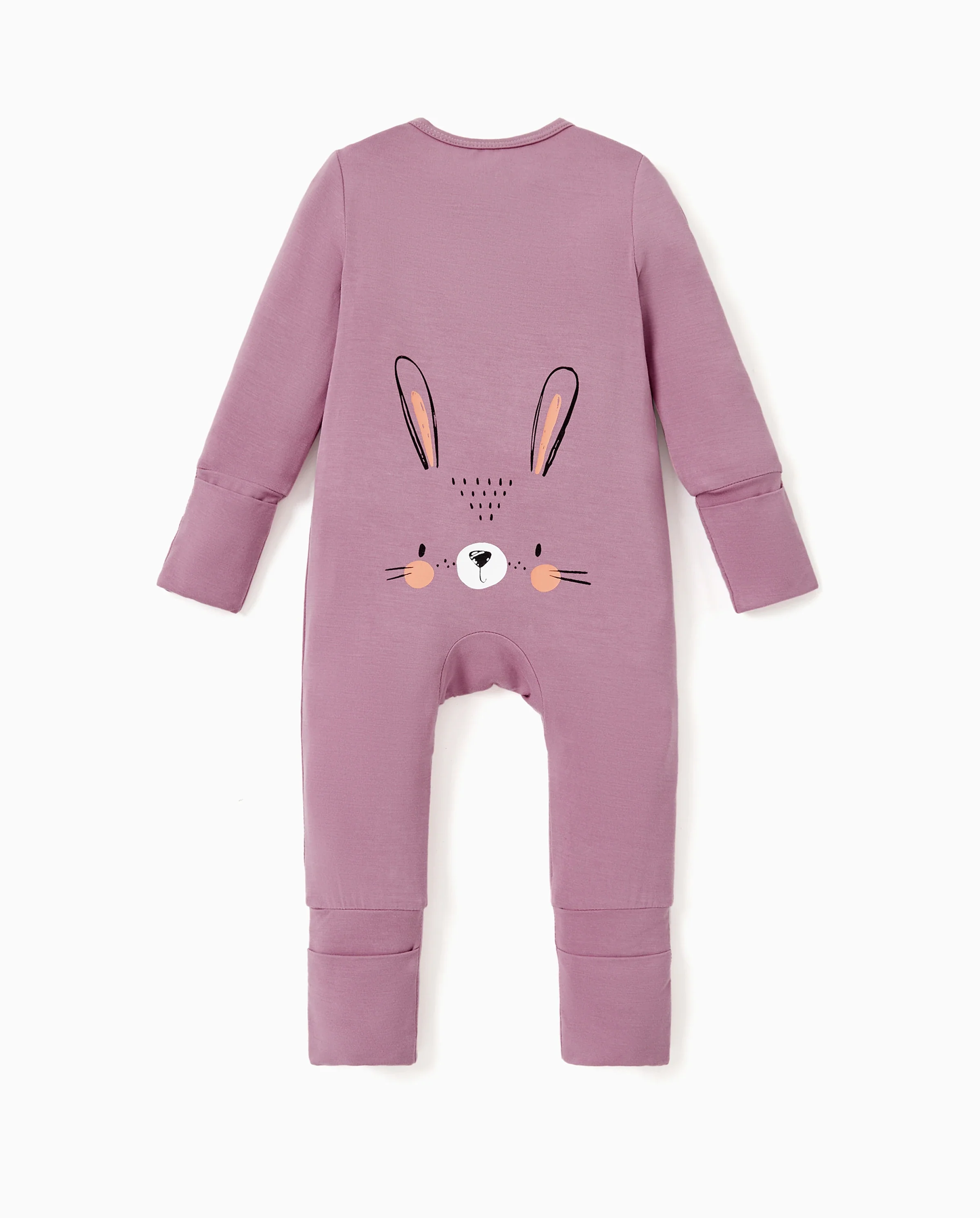 Bamboo Baby Boy / Girl Childlike Animal Pattern 2-way Zipper Footie Purple - Image 6