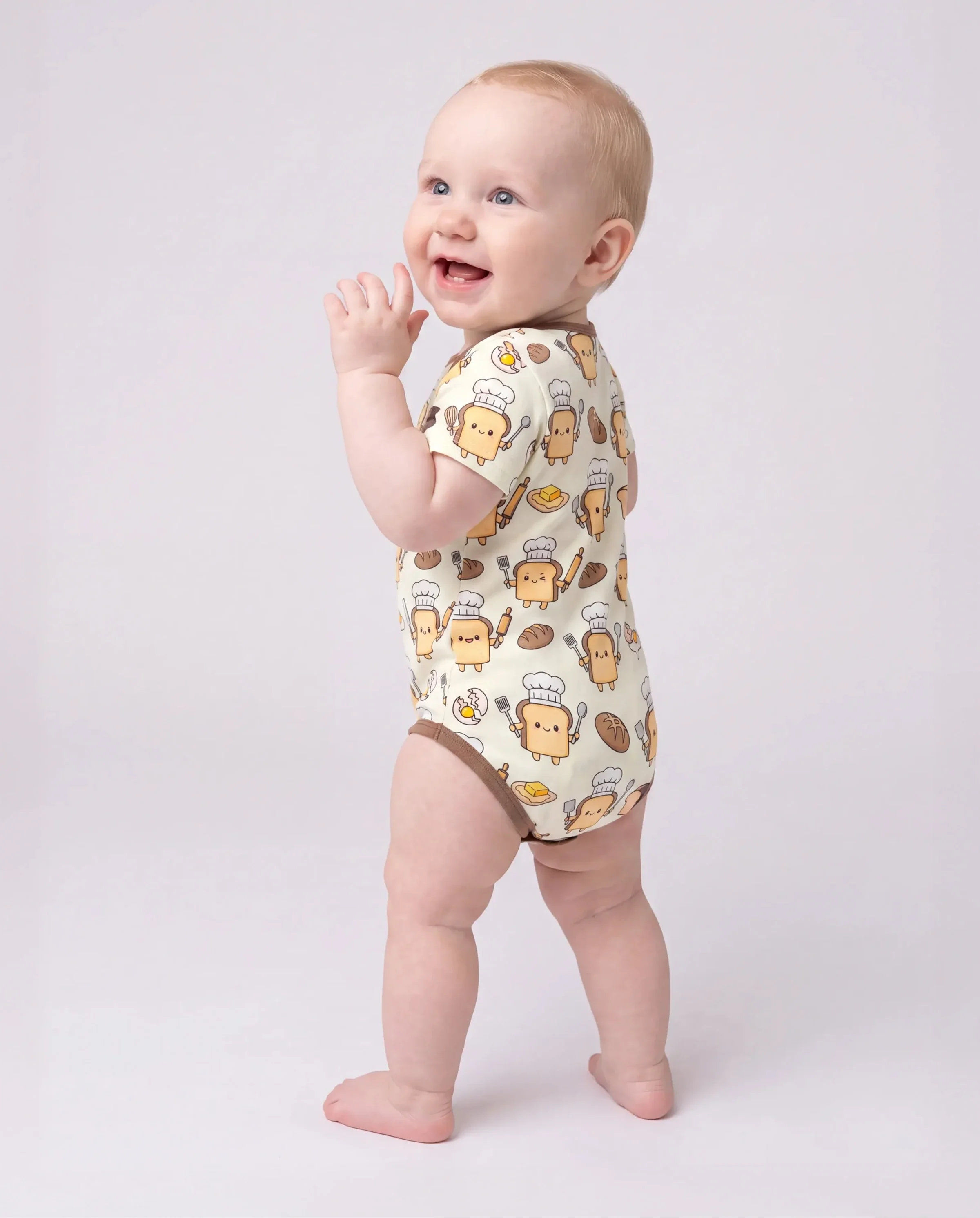 Bamboo Baby Boy/Girl 1pc Allover Print Bodysuits Khaki - Image 3