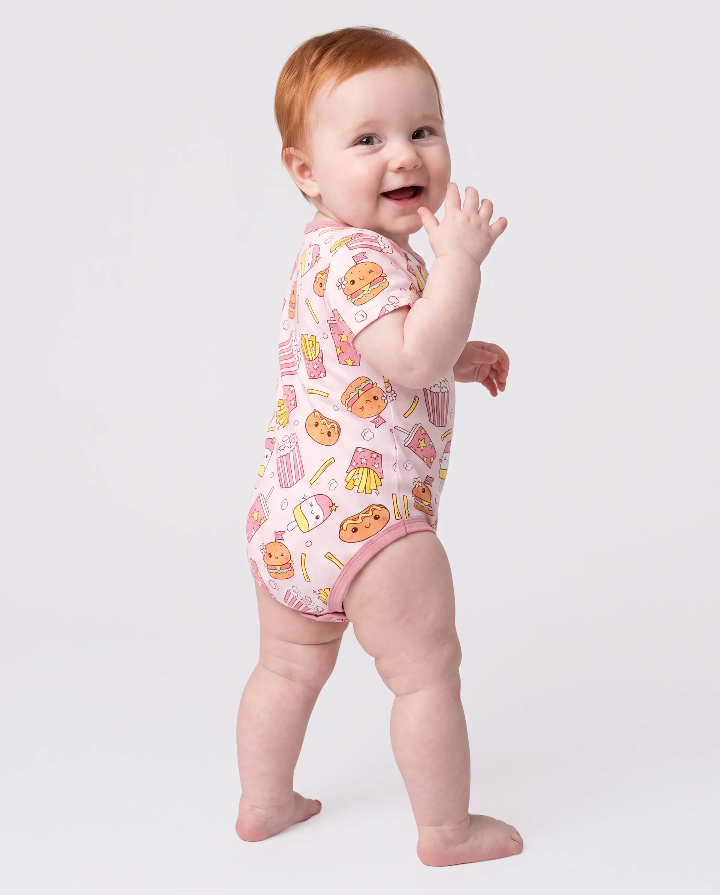 Bamboo Baby Boy/Girl 1pc Allover Print Bodysuits Light Pink - Image 3