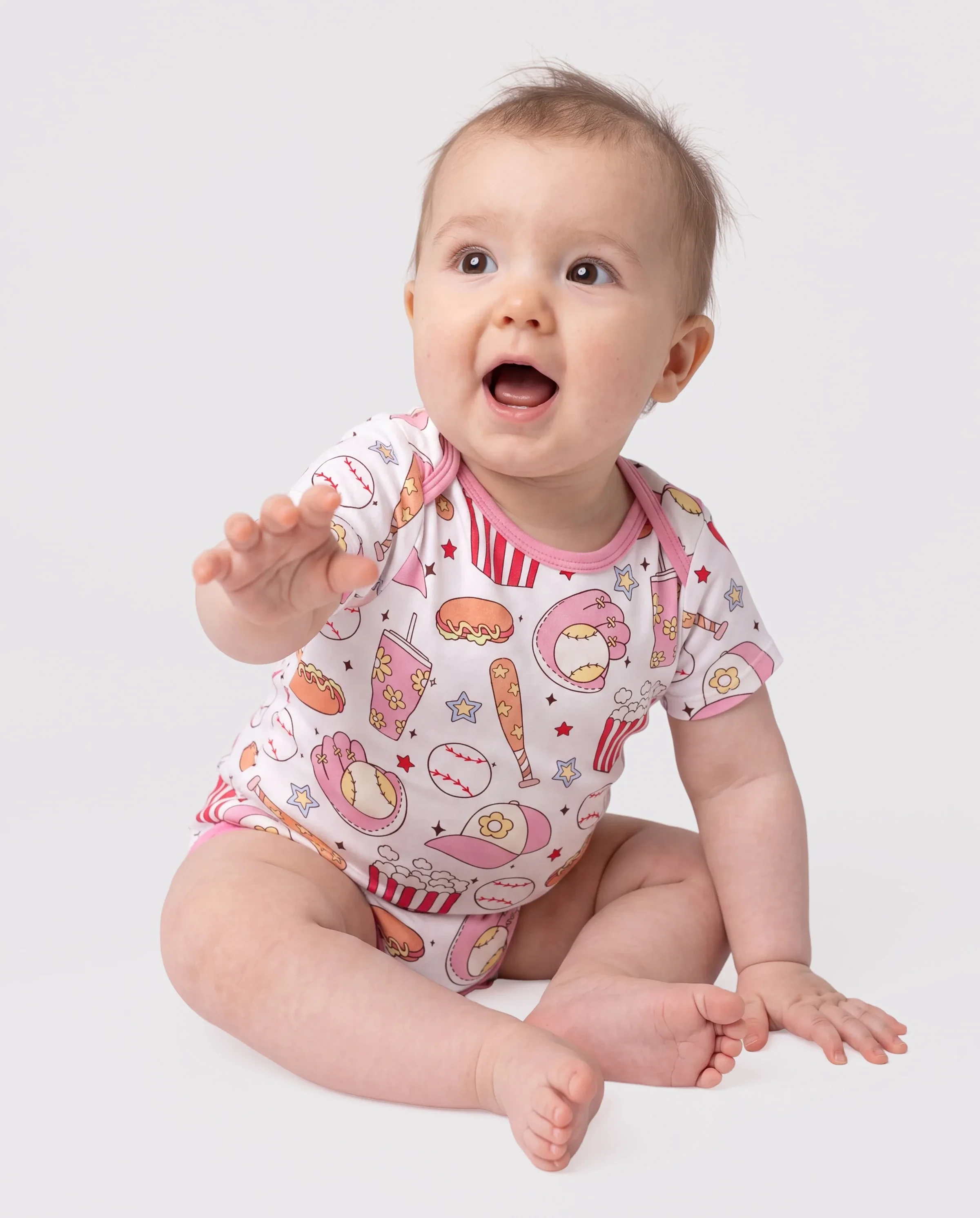Bamboo Baby Boy/Girl 1pc Allover Print Bodysuits Pink - Image 2