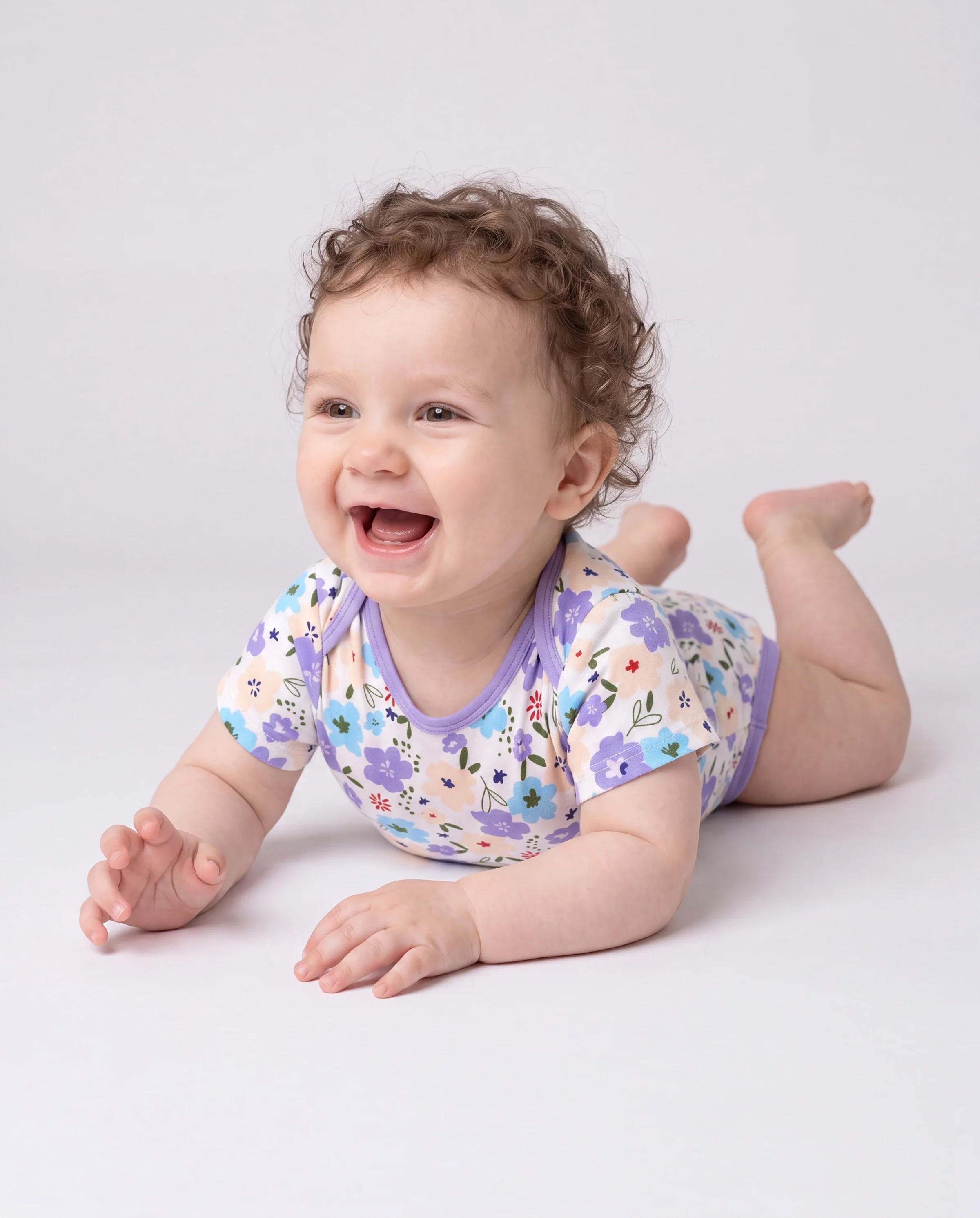 Bamboo Baby Boy/Girl 1pc Allover Print Bodysuits Purple - Image 2