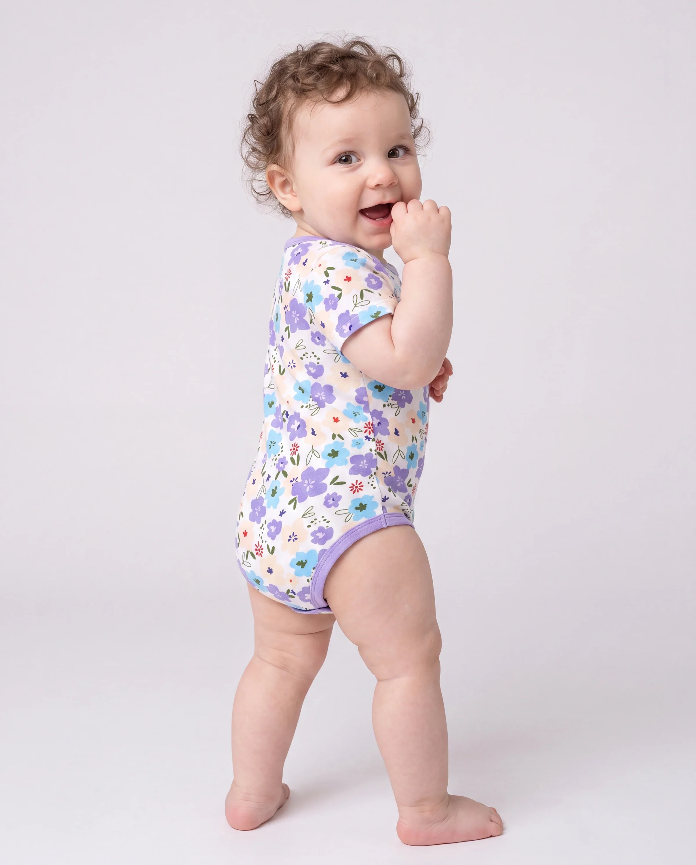 Bamboo Baby Boy/Girl 1pc Allover Print Bodysuits Purple - Image 3