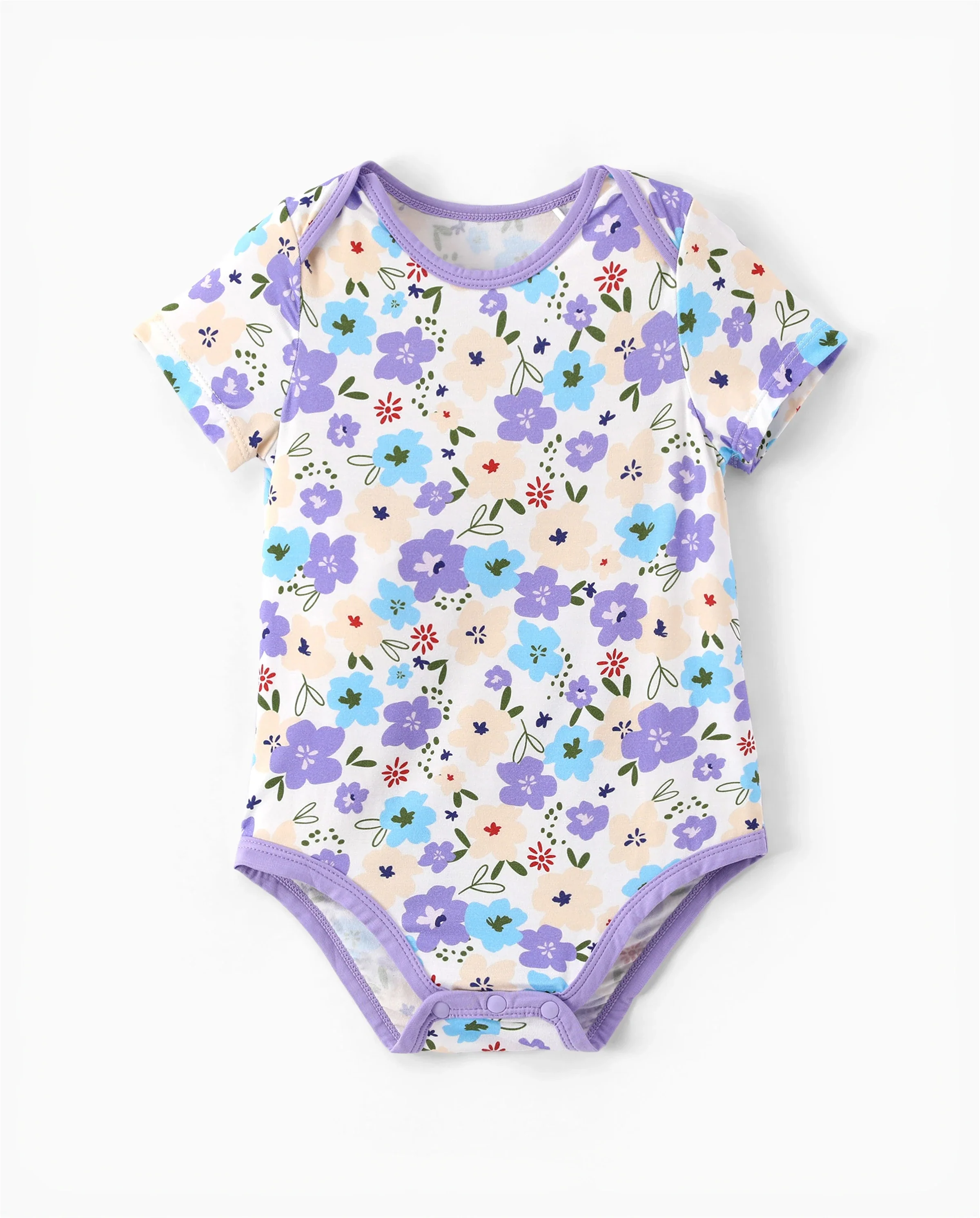 Bamboo Baby Boy/Girl 1pc Allover Print Bodysuits Purple - Image 6
