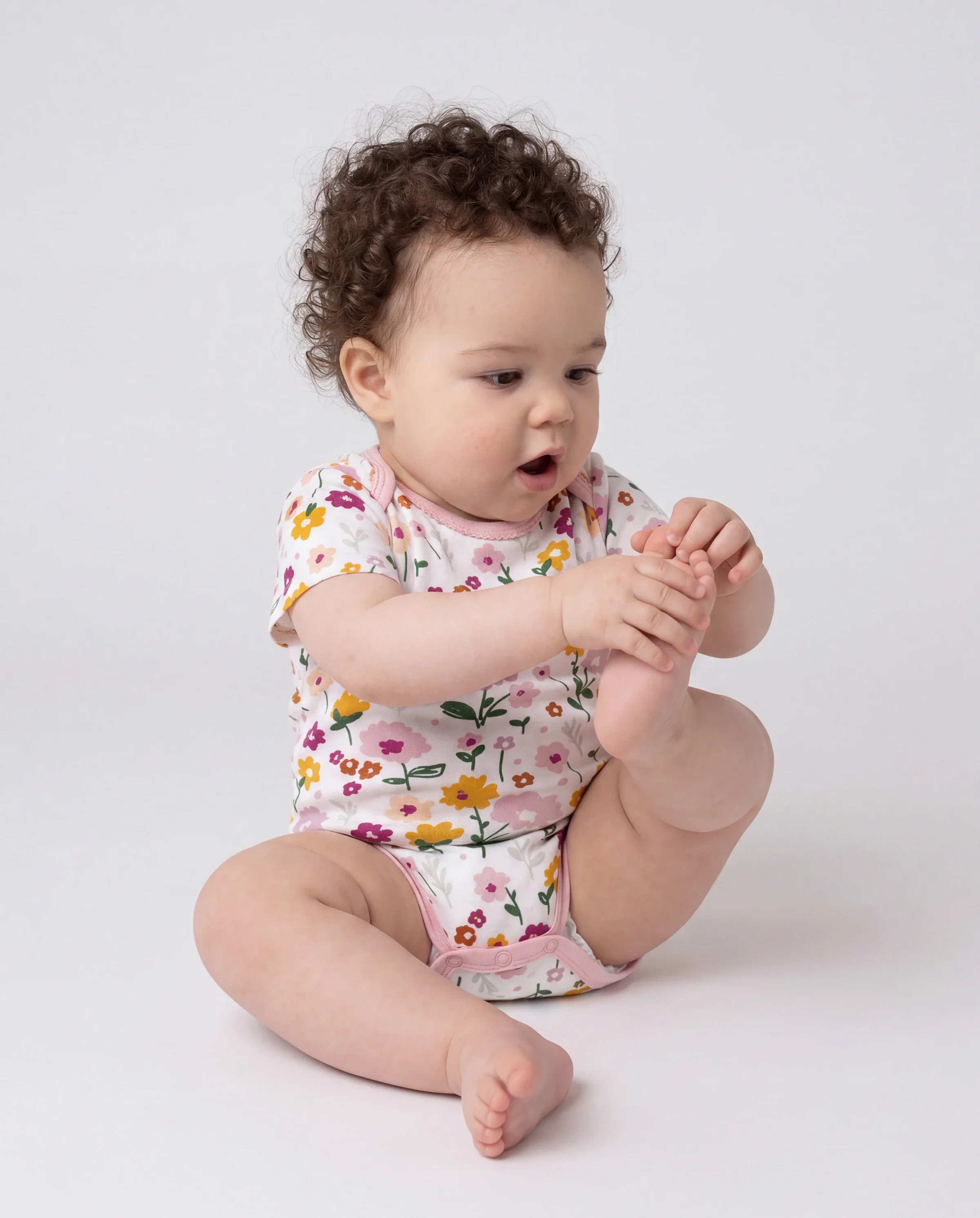Bamboo Baby Boy/Girl 2-Pack Solid&Printed Rompers Set Pink - Image 3