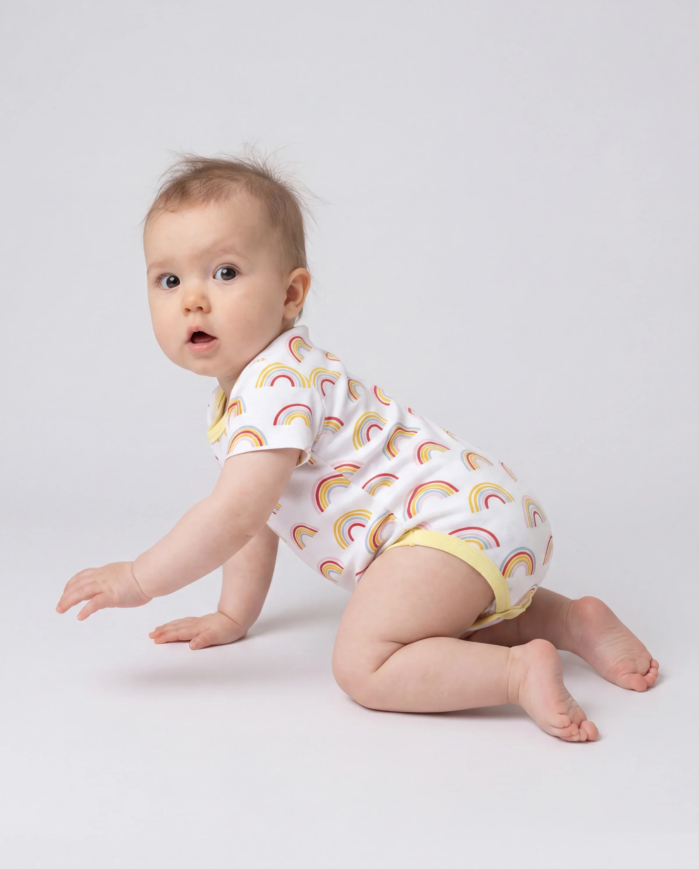 Bamboo Baby Boy/Girl 2-Pack Solid&Printed Rompers Set Yellow - Image 4