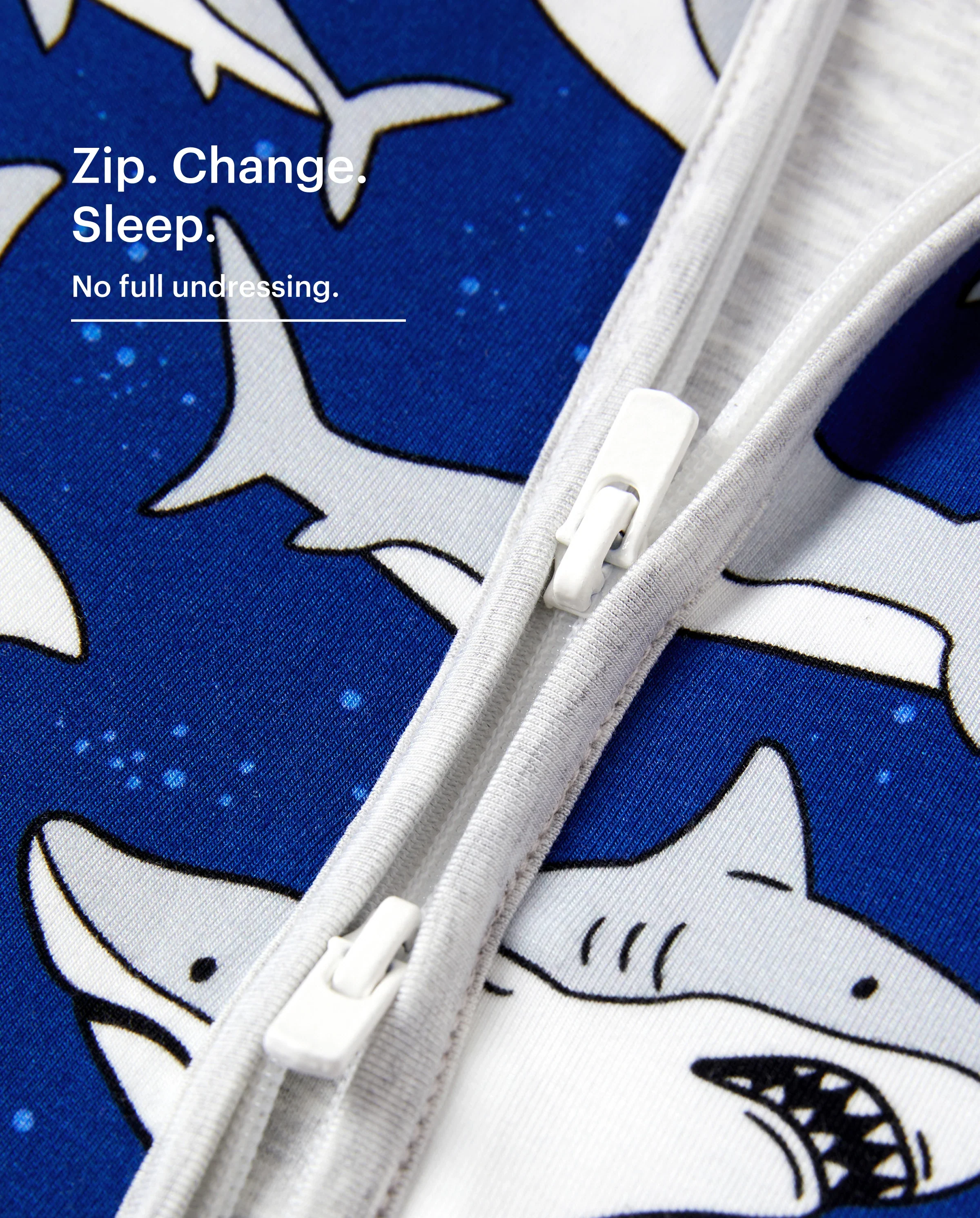 Bamboo Baby Boy/Girl Cartoon Printed 2-Way Zip Onesies Anti Slip Long-sleeve Footie Deep Blue - Image 4