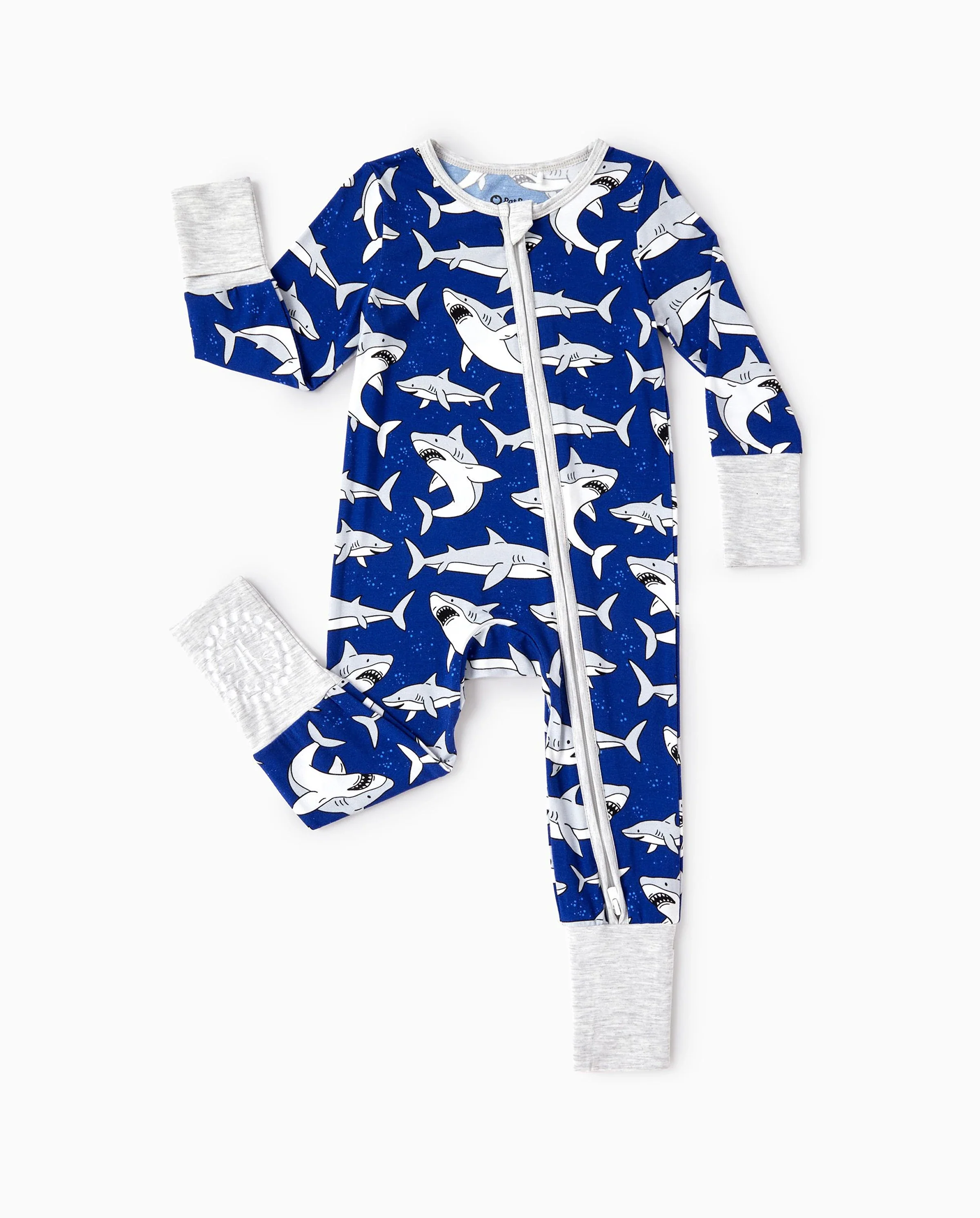 Bamboo Baby Boy/Girl Cartoon Printed 2-Way Zip Onesies Anti Slip Long-sleeve Footie Deep Blue - Image 6