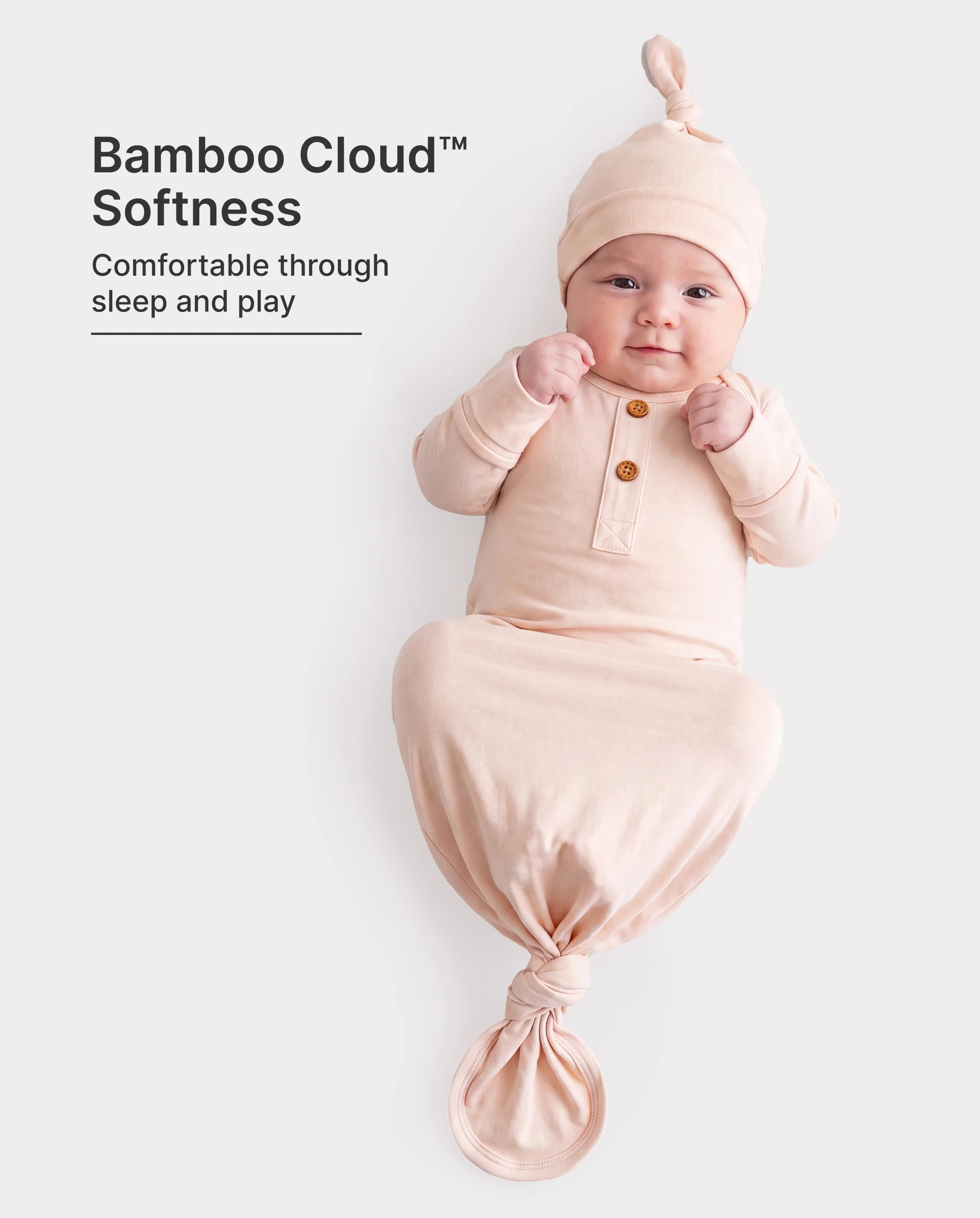 Bamboo Baby Boy/Girl Sleeping Bag Infant Gown with Hat Apricot - Image 2