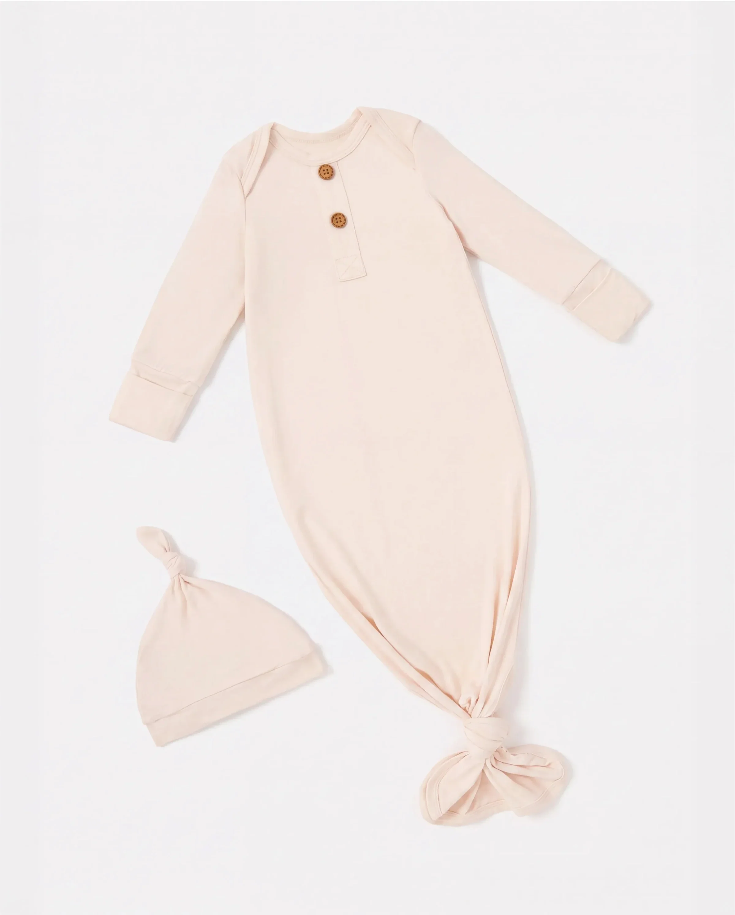 Bamboo Baby Boy/Girl Sleeping Bag Infant Gown with Hat Apricot - Image 5
