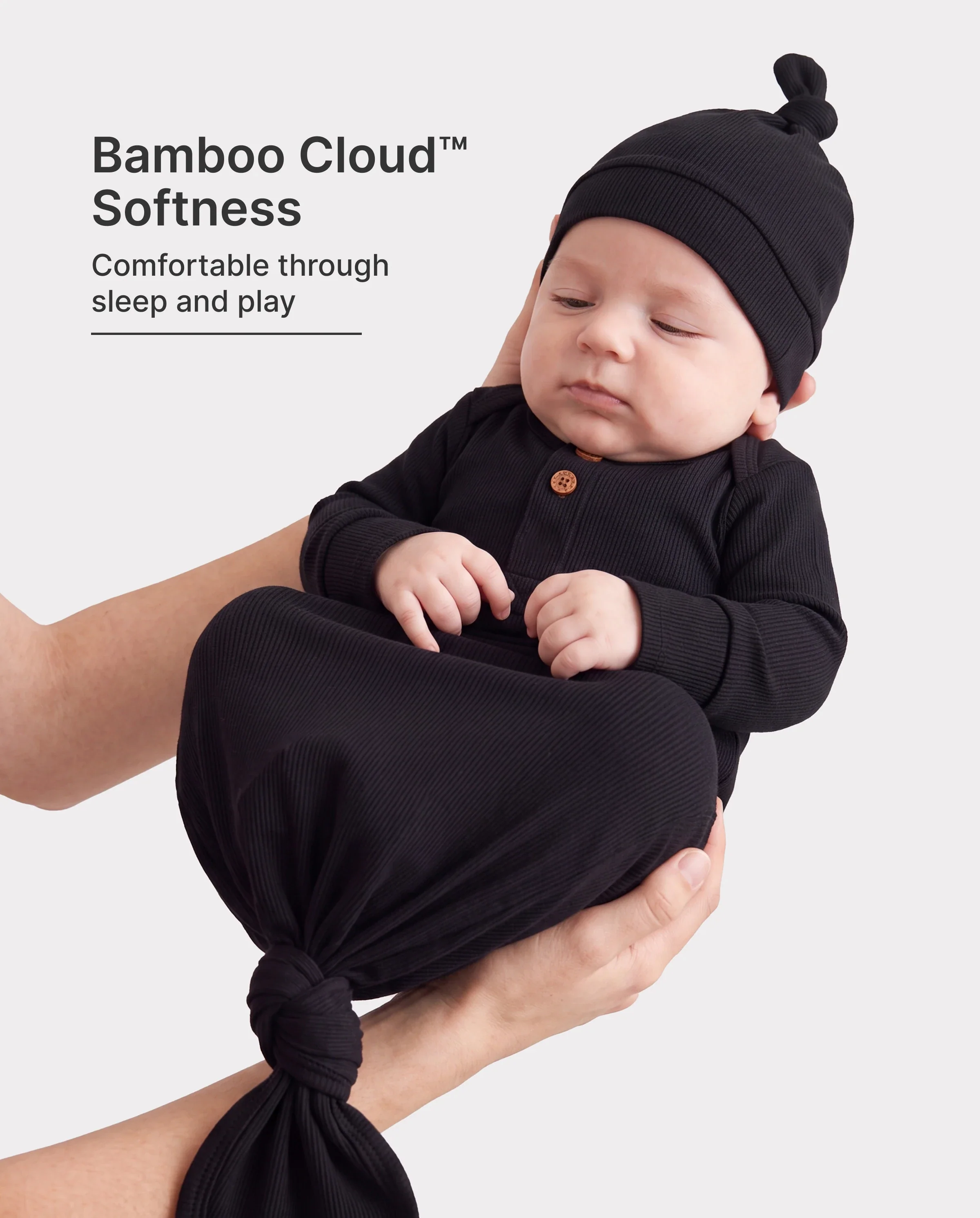 Bamboo Baby Boy/Girl Sleeping Bag Infant Gown with Hat Black