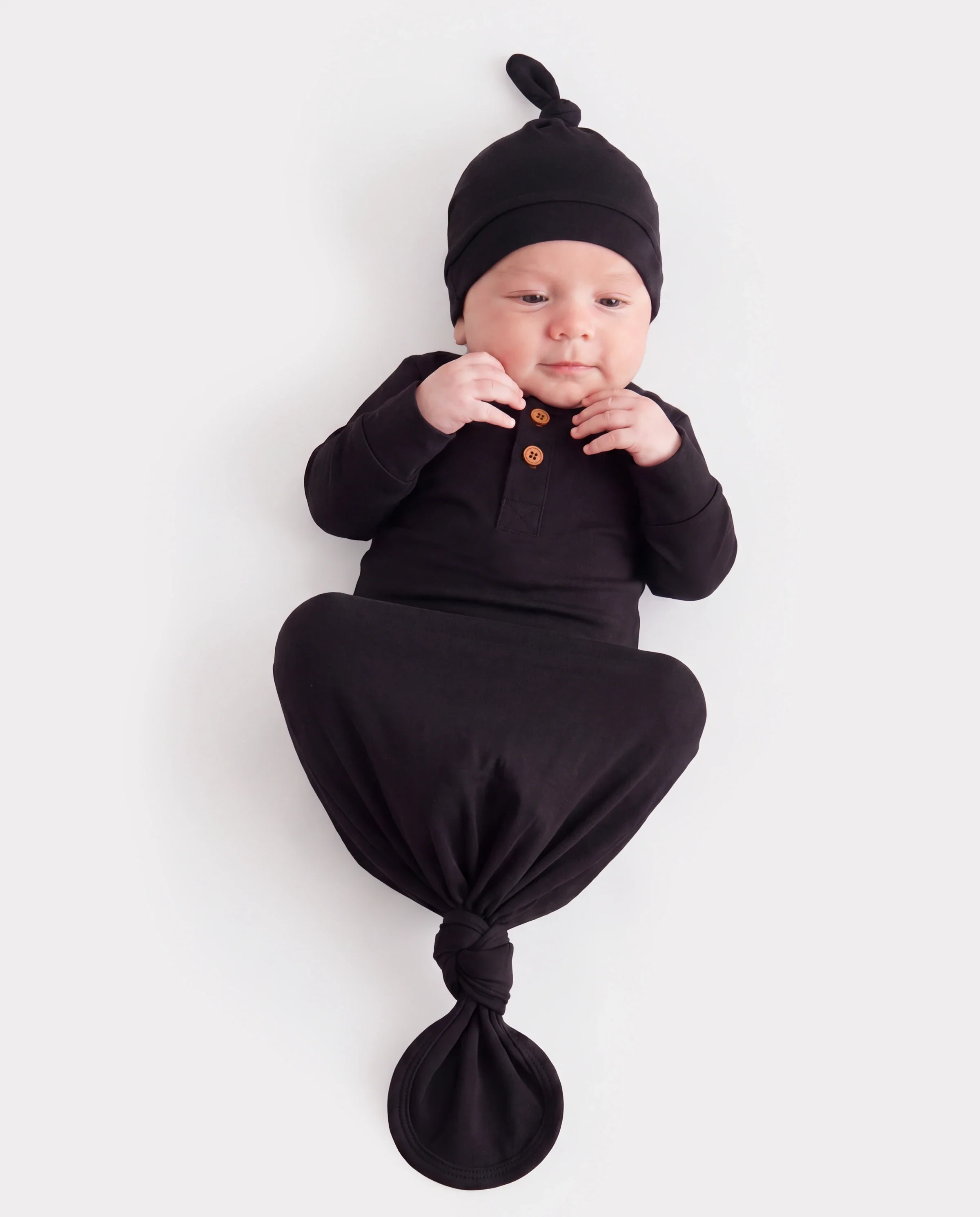 Bamboo Baby Boy/Girl Sleeping Bag Infant Gown with Hat Black - Image 2