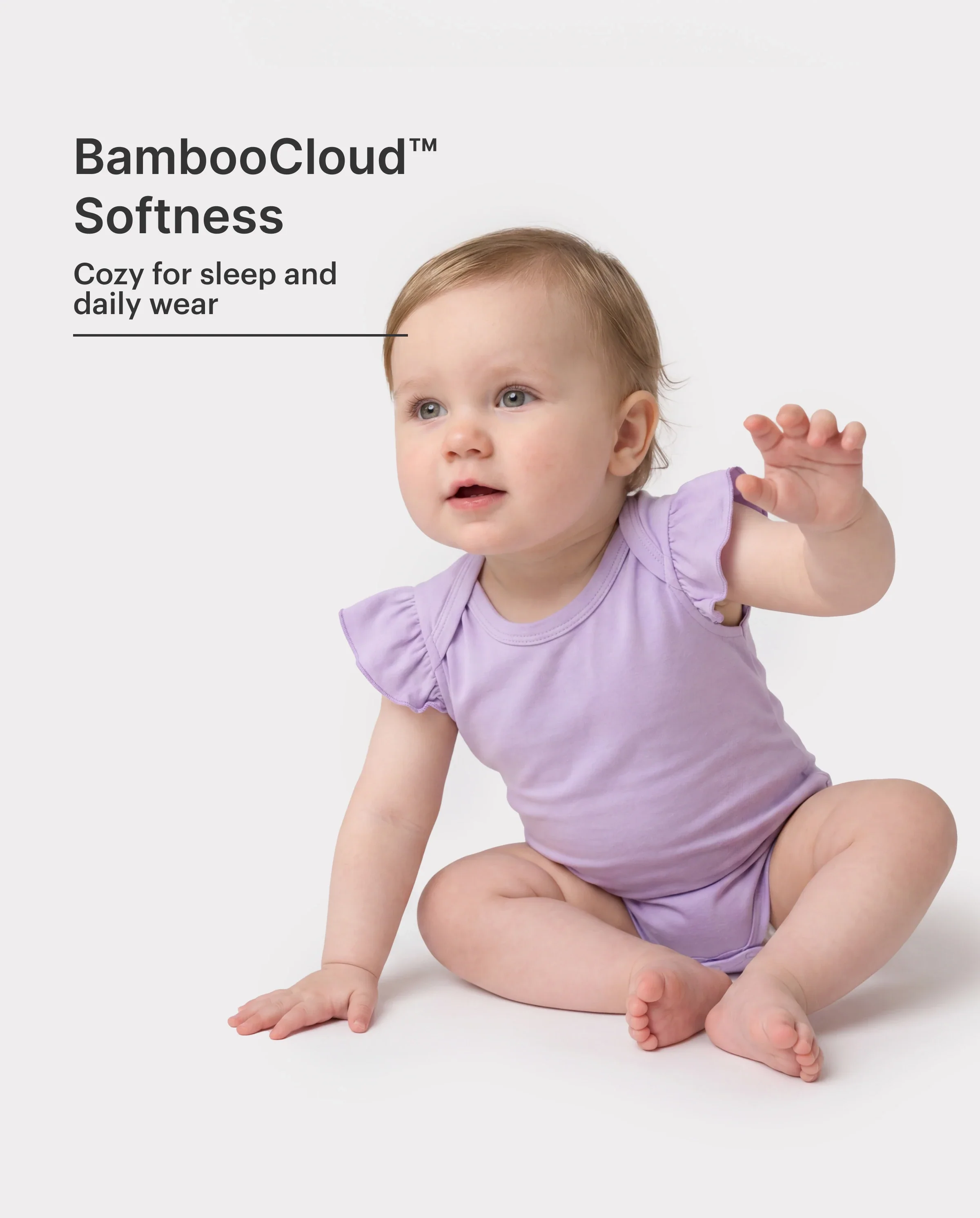 Bamboo Baby Girl Solid Color 3-Piece Rompers Set Purple - Image 3