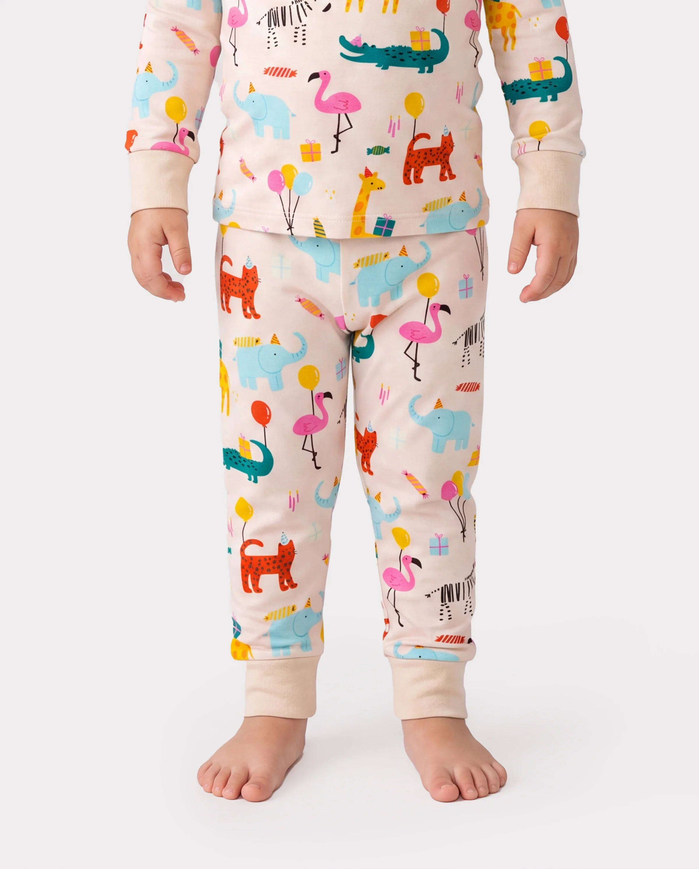 Bamboo Baby/Toddler 2-Piece Childlike Animal Print Snug-Fitting Pajamas Set Apricot - Image 4
