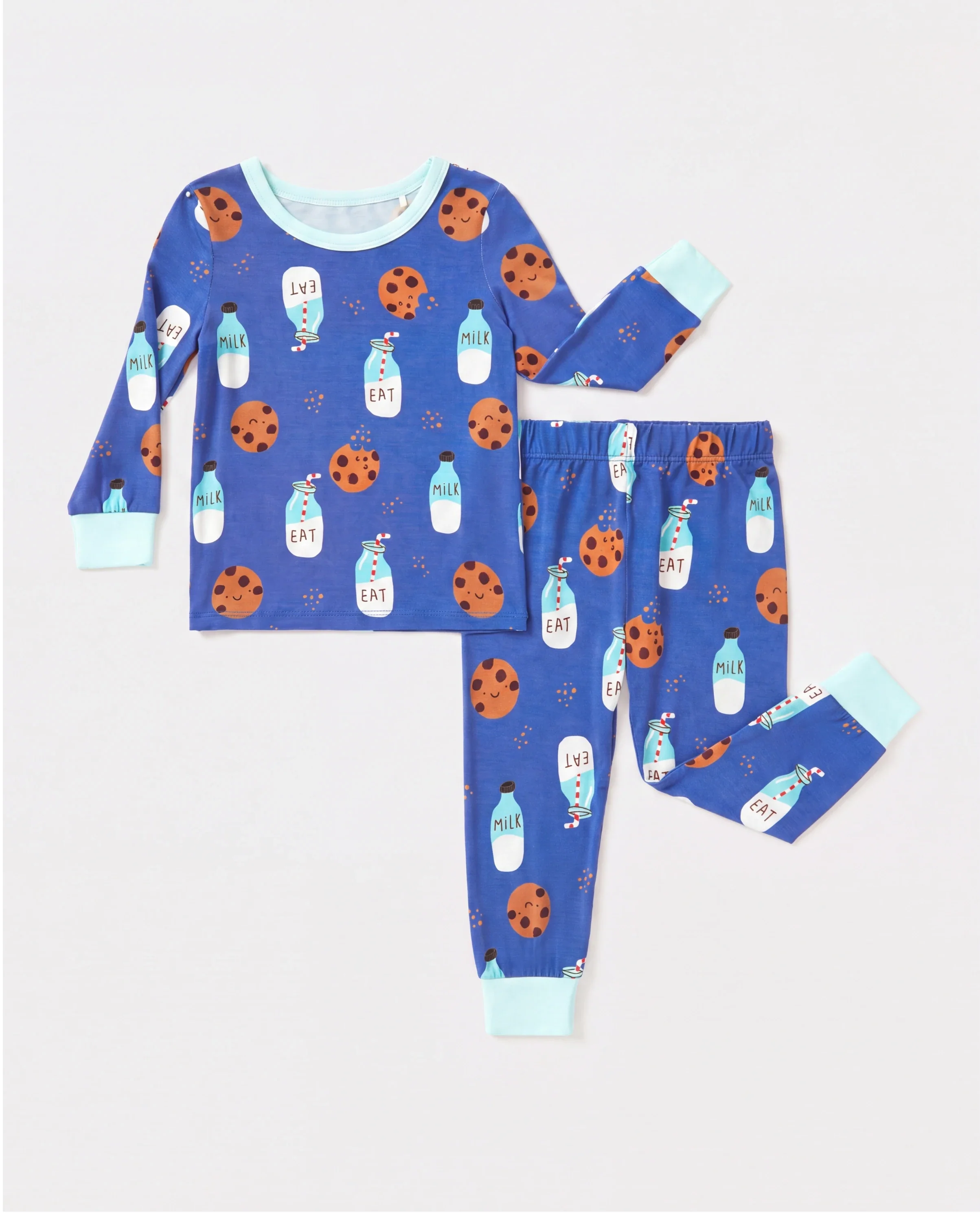 Bamboo Baby/Toddler 2-Piece Childlike Animal Print Snug-Fitting Pajamas Set Blue - Image 6