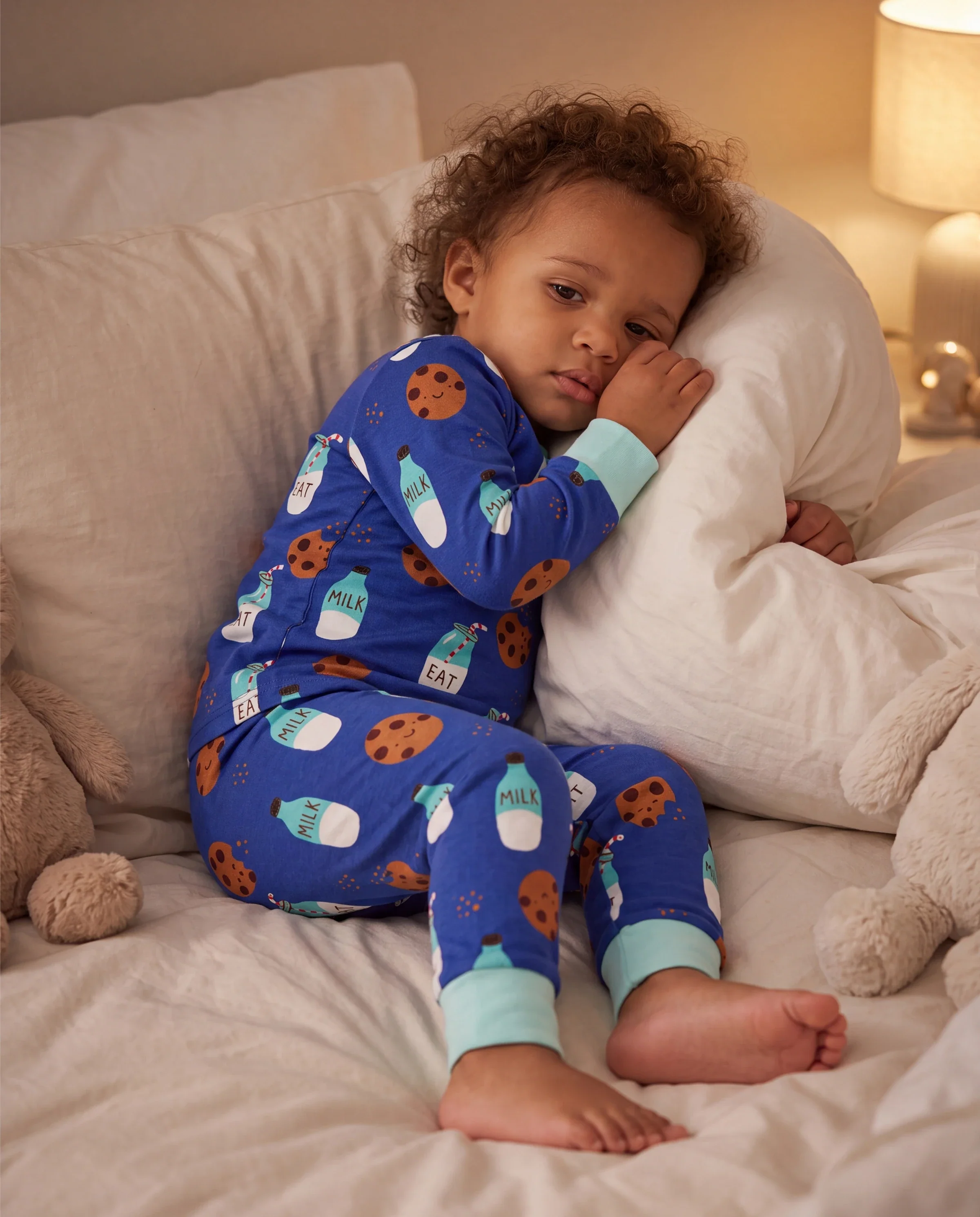 Bamboo Baby/Toddler 2-Piece Childlike Animal Print Snug-Fitting Pajamas Set Blue - Image 7