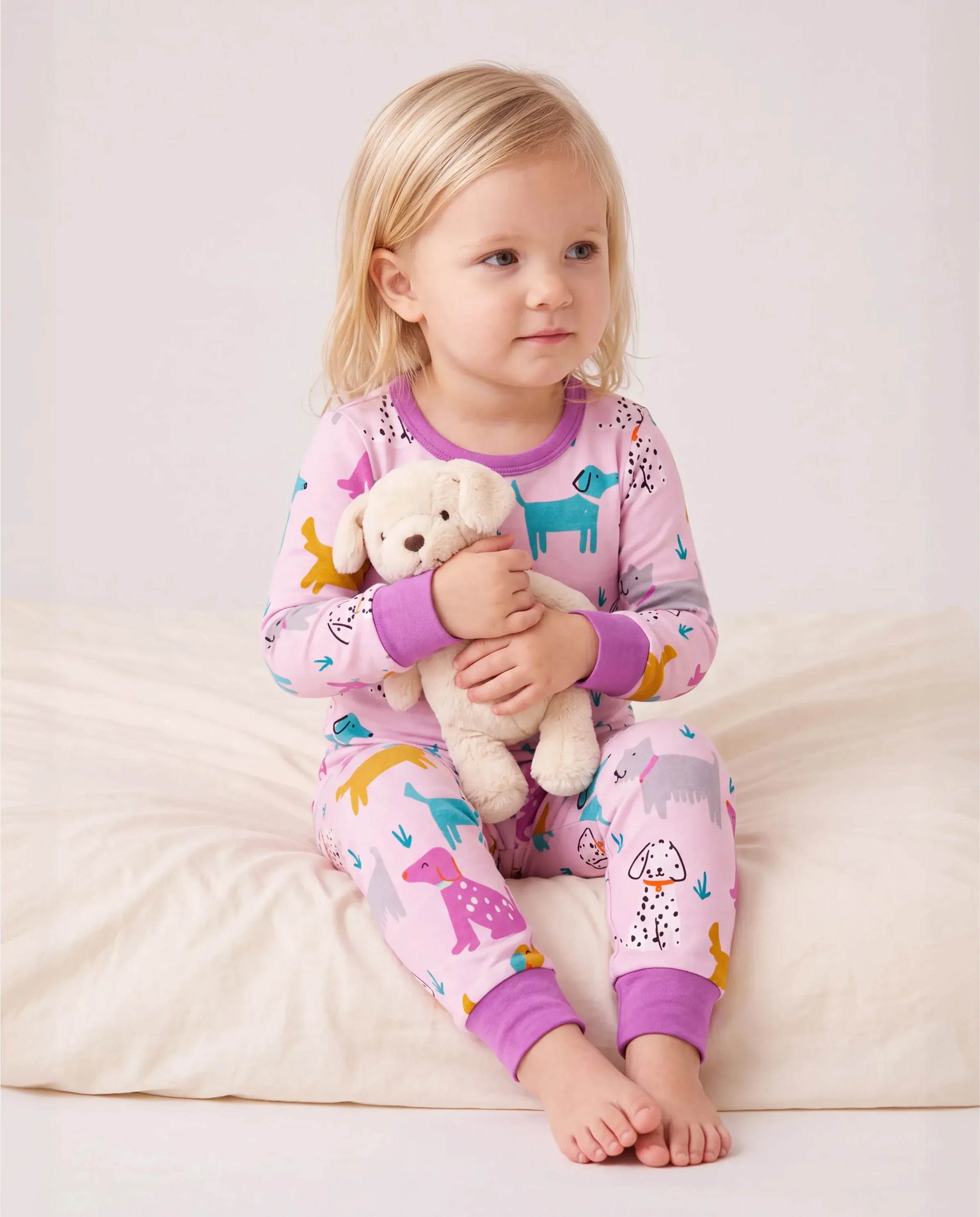 Bamboo Baby/Toddler 2-Piece Childlike Animal Print Snug-Fitting Pajamas Set Hot Pink - Image 2