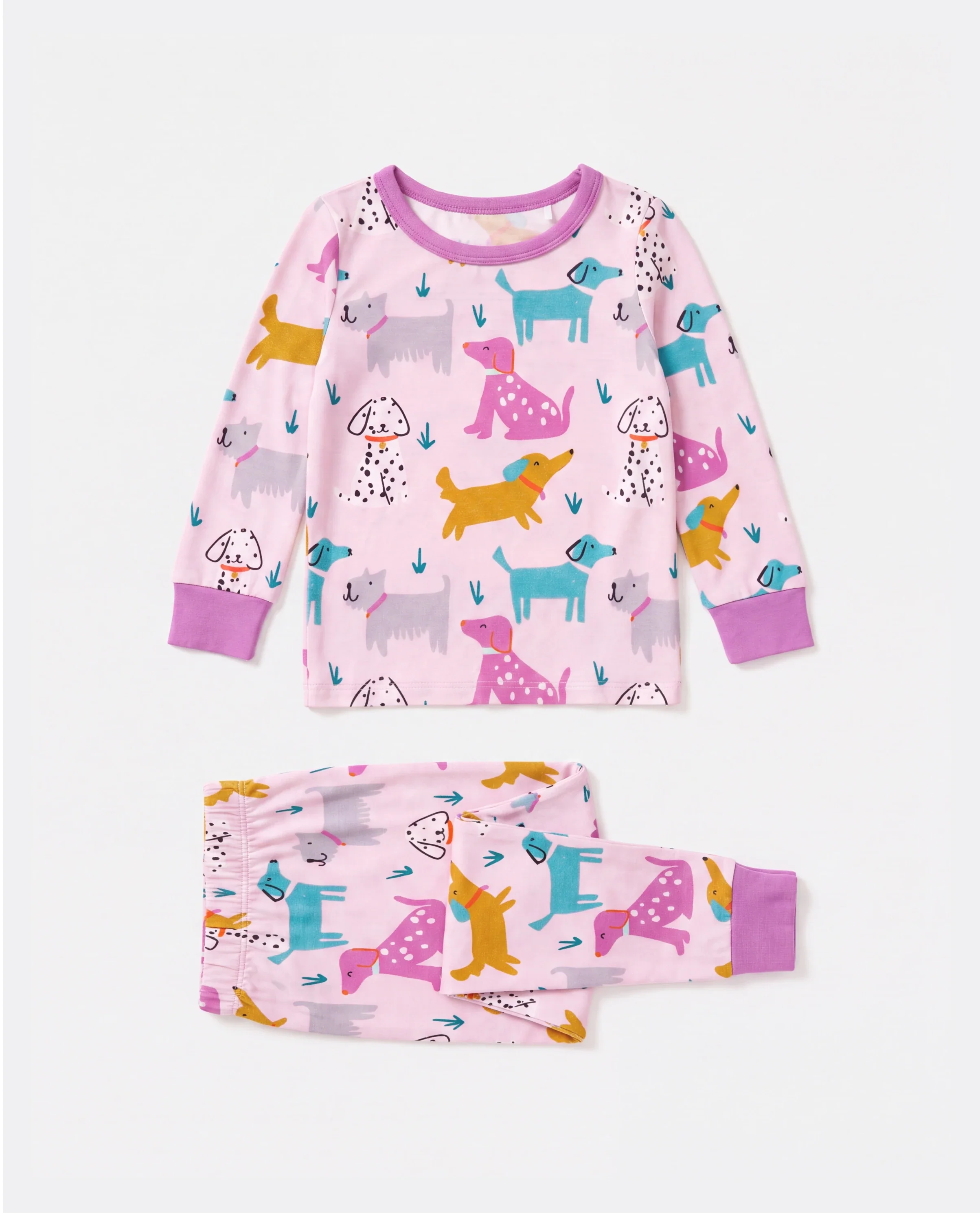 Bamboo Baby/Toddler 2-Piece Childlike Animal Print Snug-Fitting Pajamas Set Hot Pink - Image 6