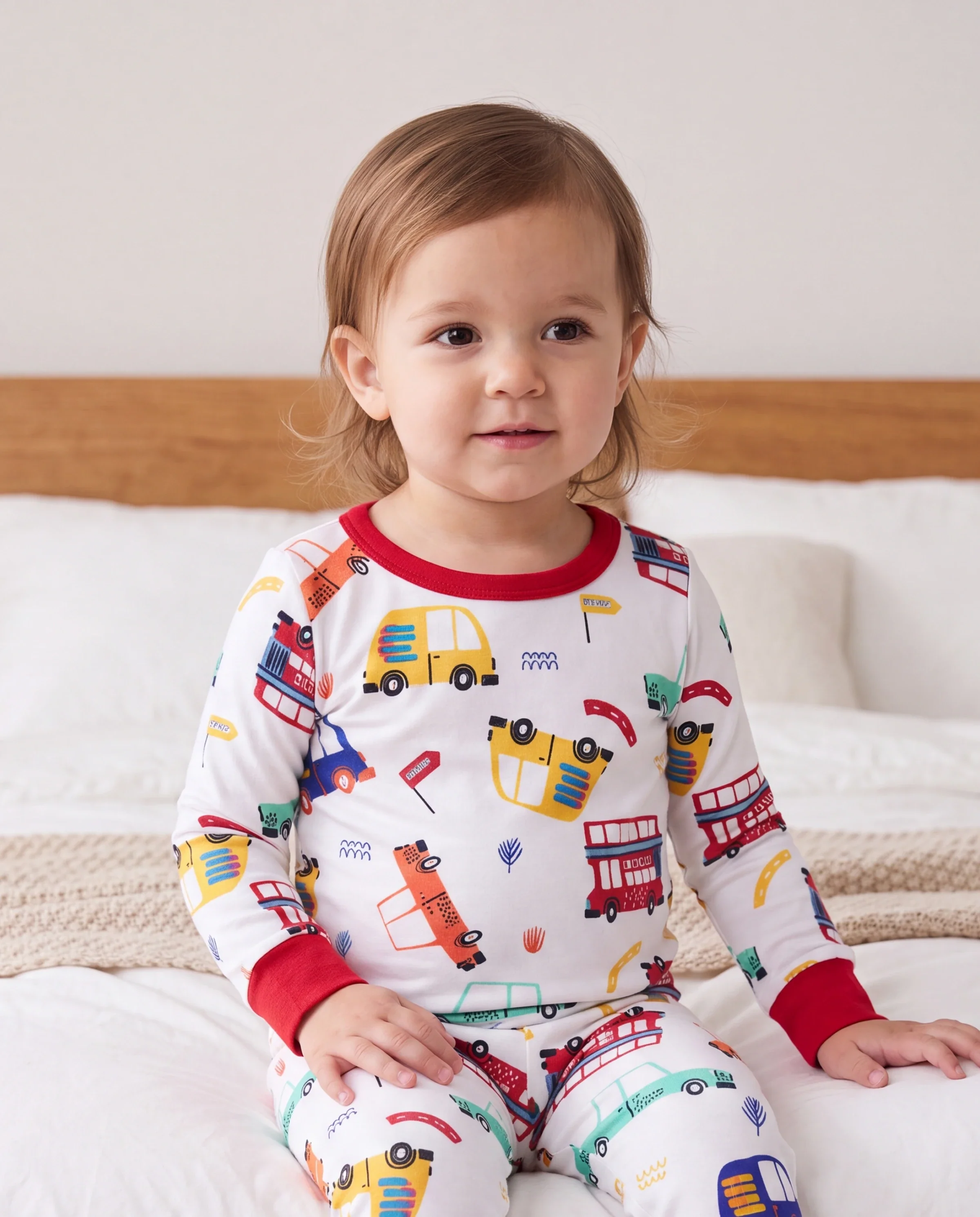 Bamboo Baby/Toddler 2-Piece Childlike Animal Print Snug-Fitting Pajamas Set Red - Image 3