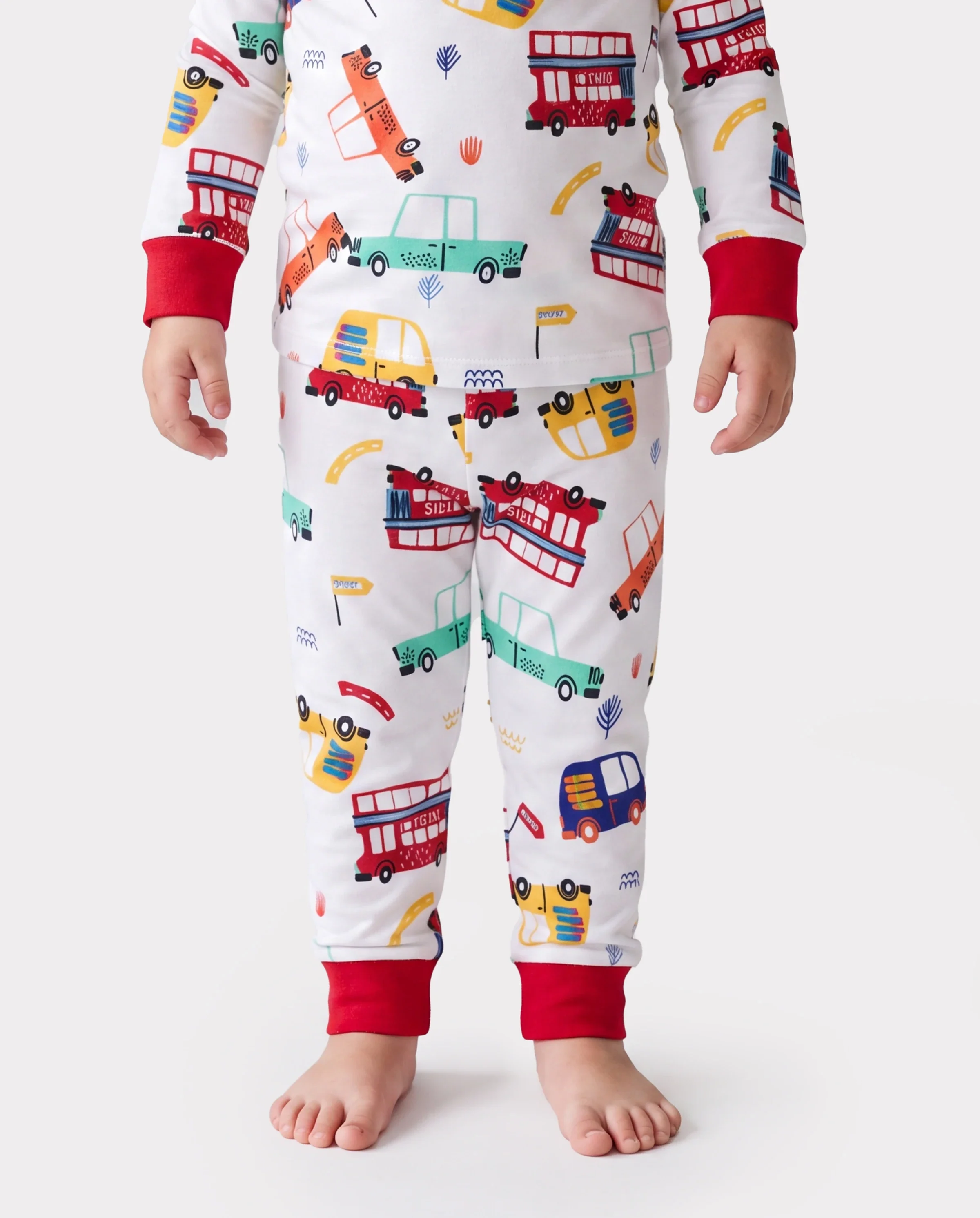 Bamboo Baby/Toddler 2-Piece Childlike Animal Print Snug-Fitting Pajamas Set Red - Image 4