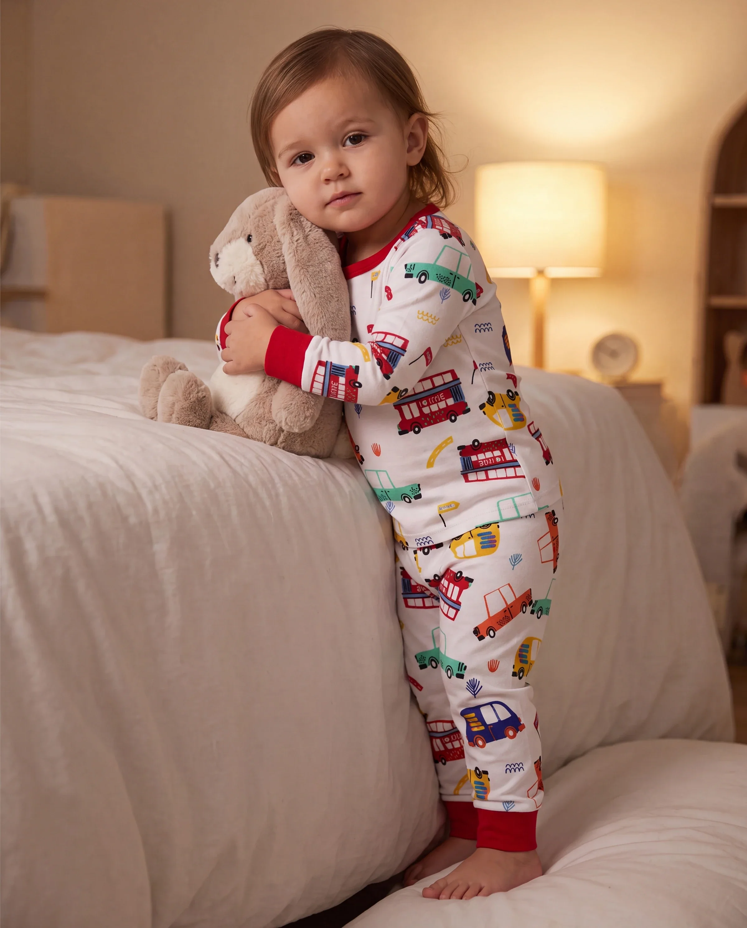Bamboo Baby/Toddler 2-Piece Childlike Animal Print Snug-Fitting Pajamas Set Red - Image 7