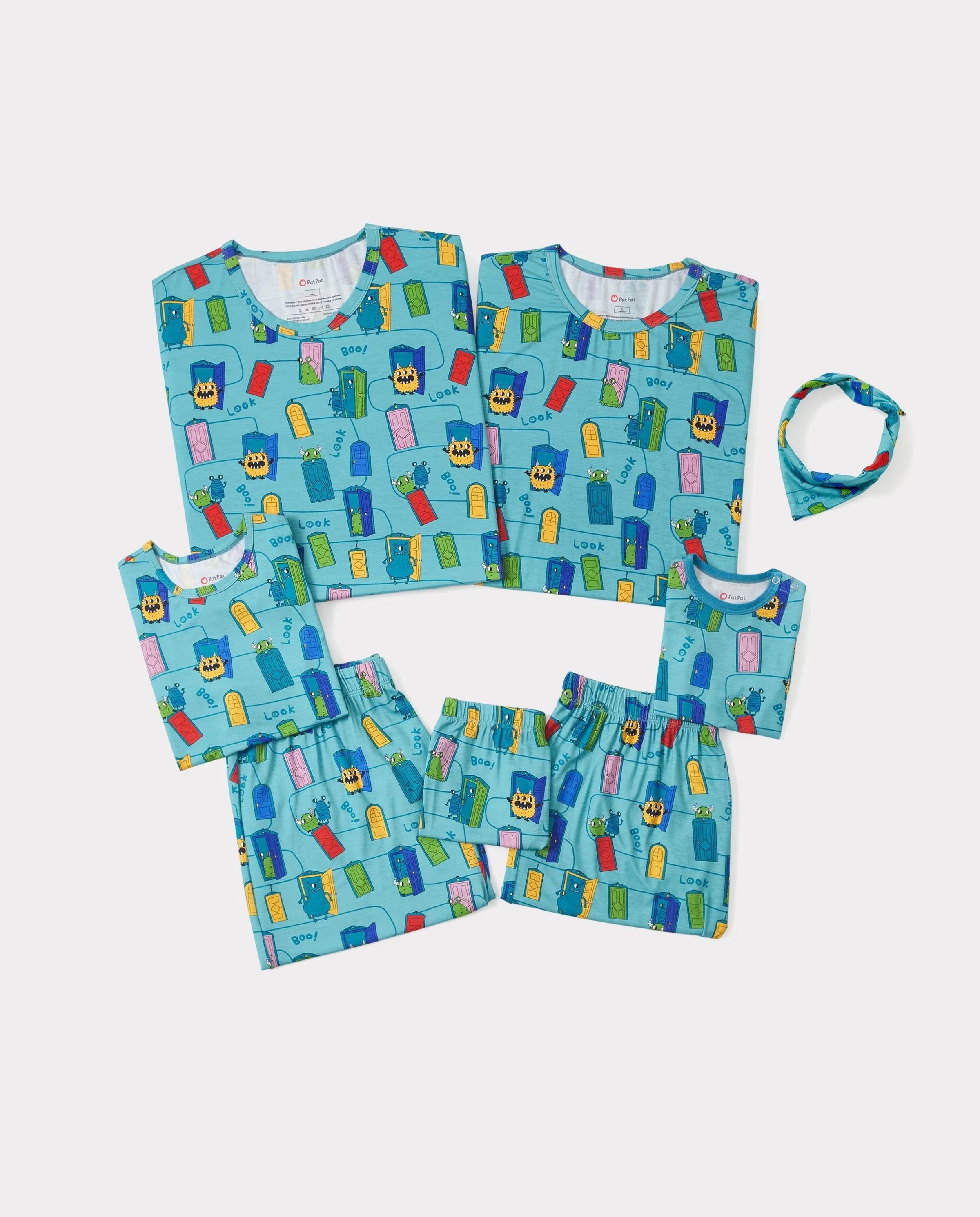 Bamboo Family Pajamas Cartoon Print Short-sleeve Matching Pajama set ( Snug-Fitting for Children ) Green - Image 10