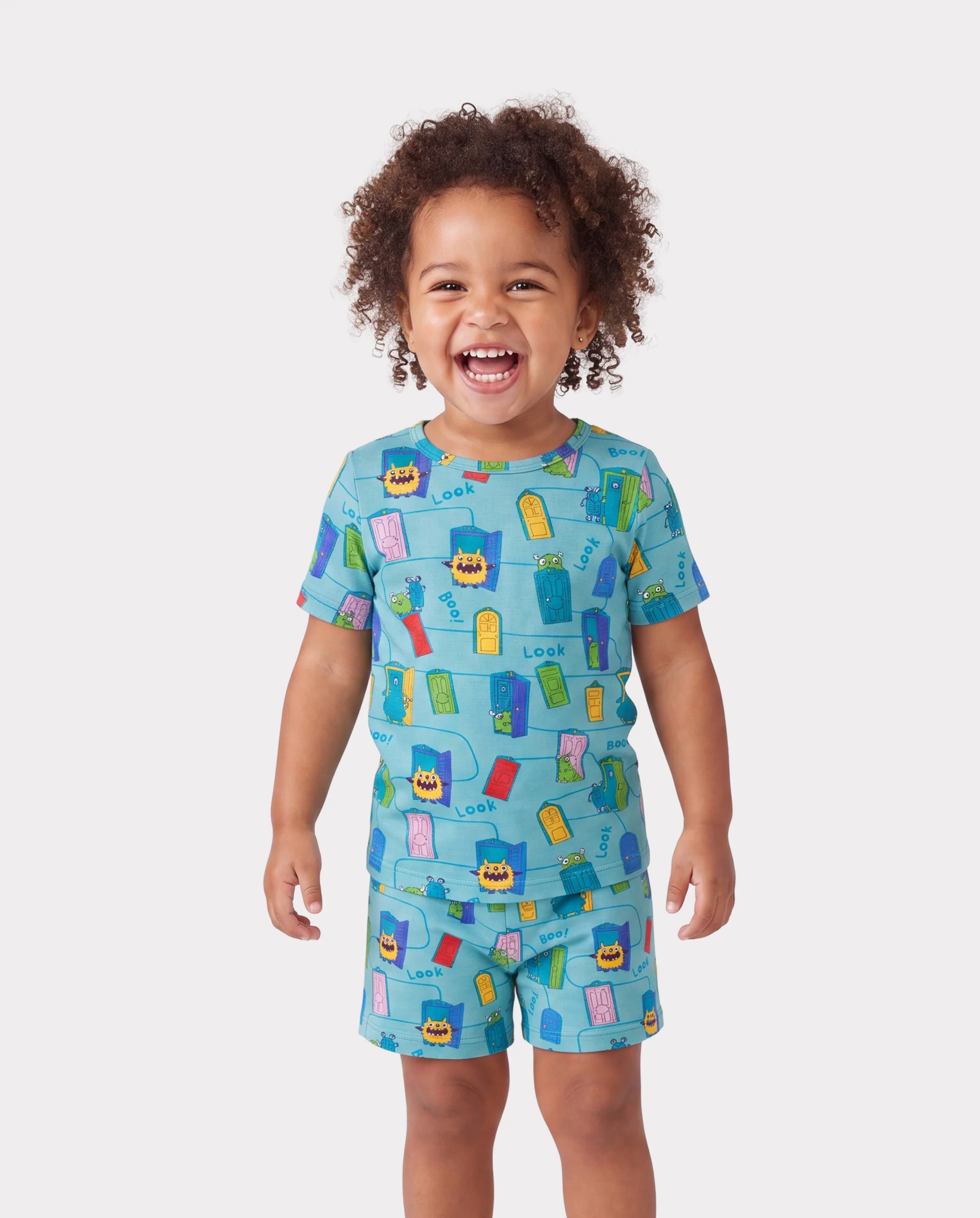 Bamboo Family Pajamas Cartoon Print Short-sleeve Matching Pajama set ( Snug-Fitting for Children ) Green - Image 3