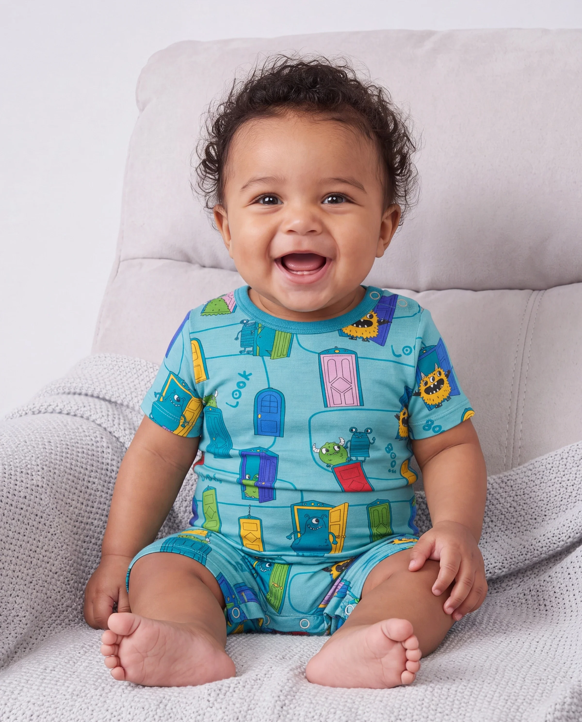 Bamboo Family Pajamas Cartoon Print Short-sleeve Matching Pajama set ( Snug-Fitting for Children ) Green - Image 4