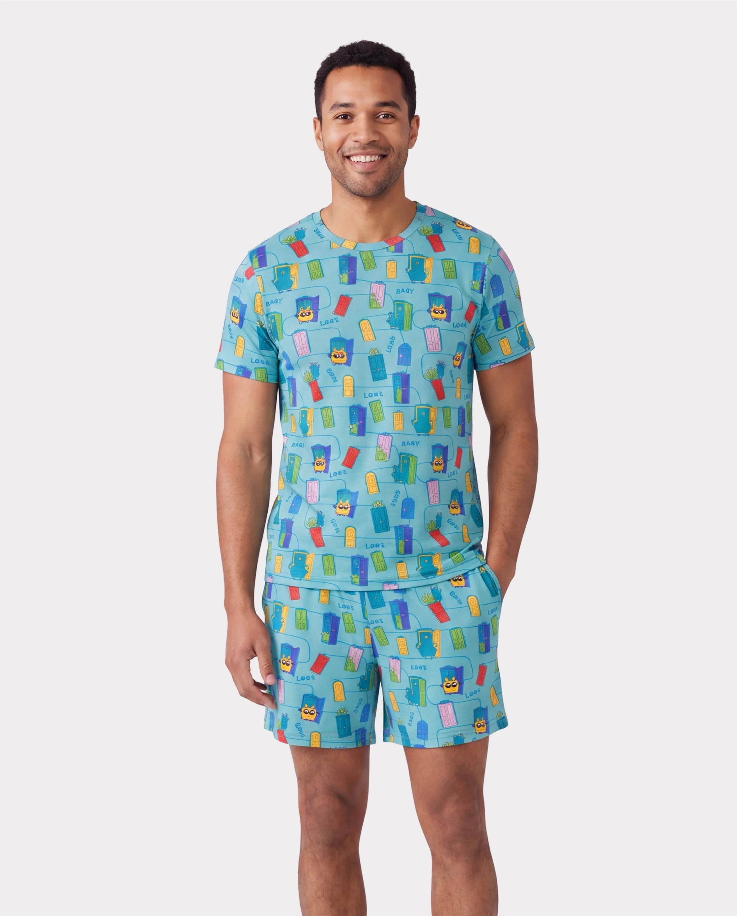 Bamboo Family Pajamas Cartoon Print Short-sleeve Matching Pajama set ( Snug-Fitting for Children ) Green - Image 5