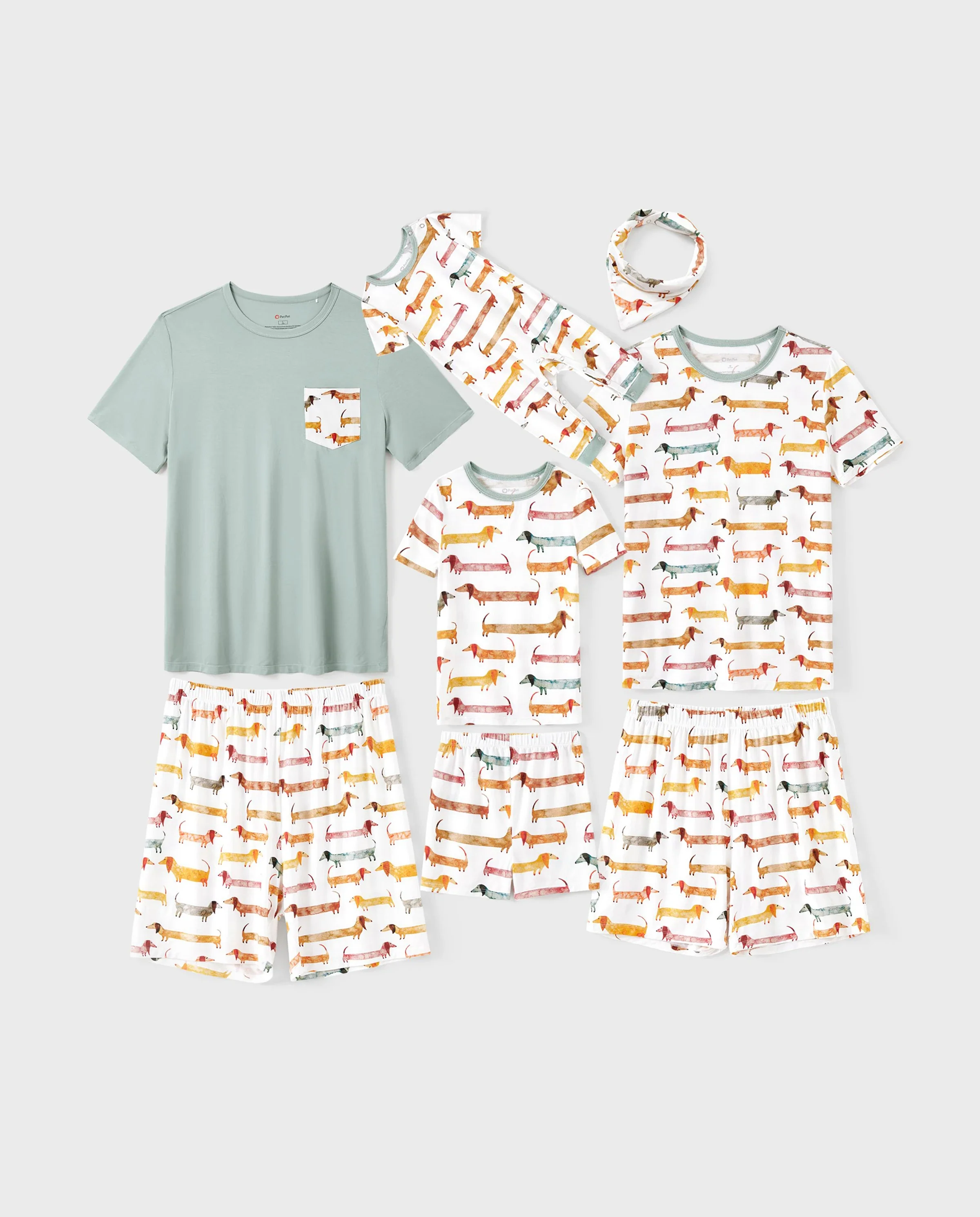 Bamboo Family Pajamas Cute Doggy Patterned Short-sleeve Matching Pajamas Set ( Snug-Fitting for Children ) Multi-color - Image 10