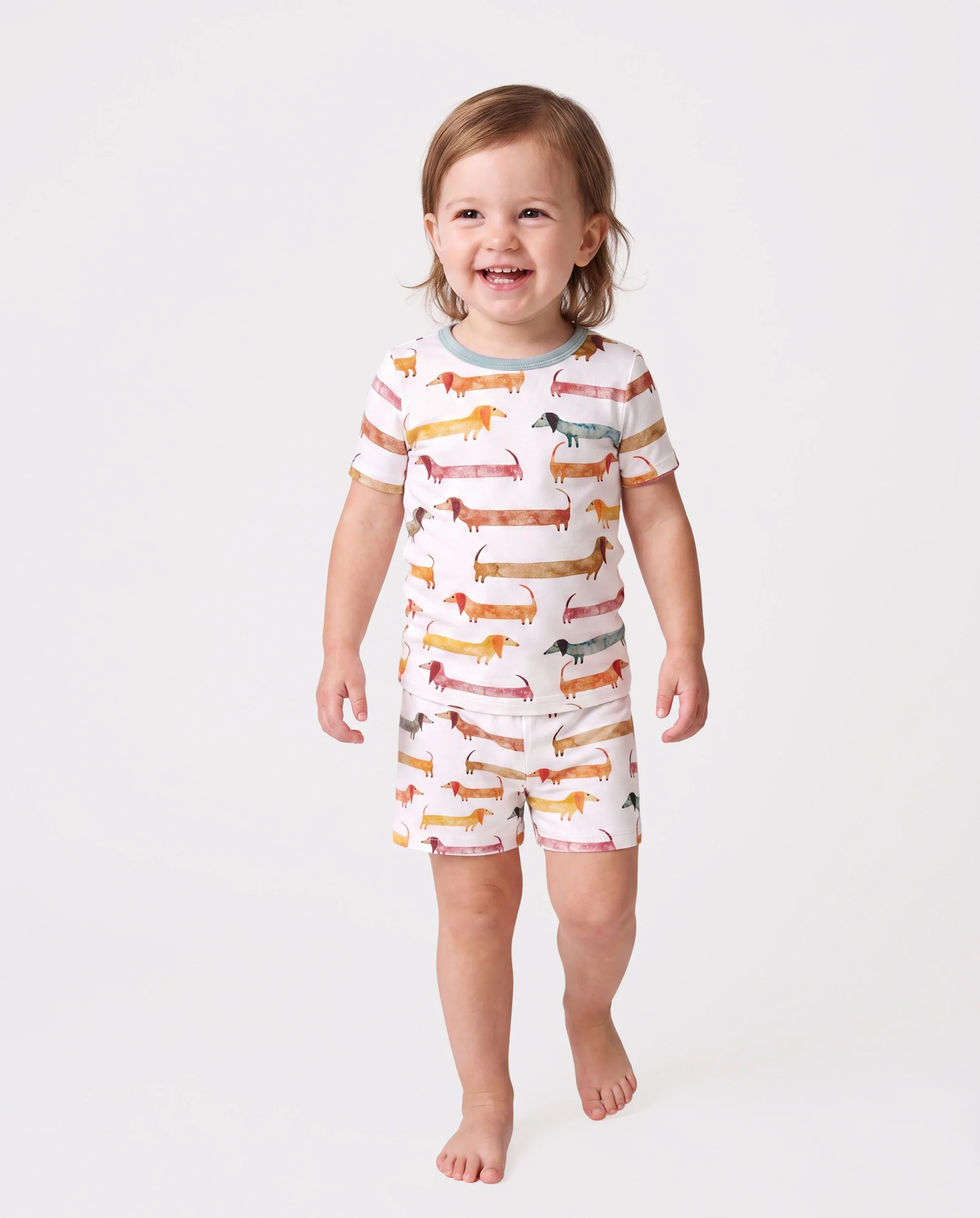 Bamboo Family Pajamas Cute Doggy Patterned Short-sleeve Matching Pajamas Set ( Snug-Fitting for Children ) Multi-color - Image 3
