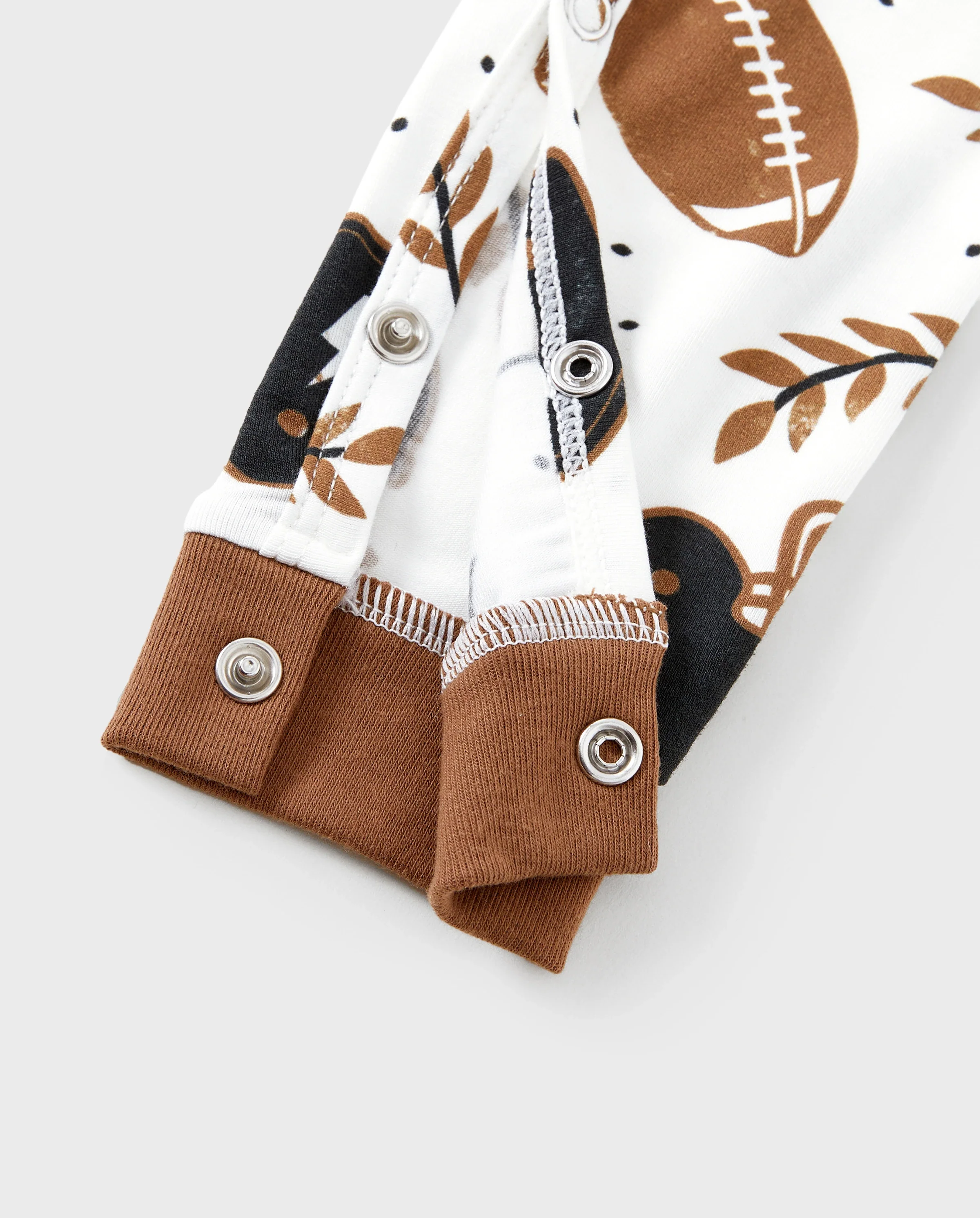 Bamboo Family Pajamas Football and Letter Print Short-sleeve Matching Pajama Set ( Snug-Fitting for Children ) Khaki - Image 8