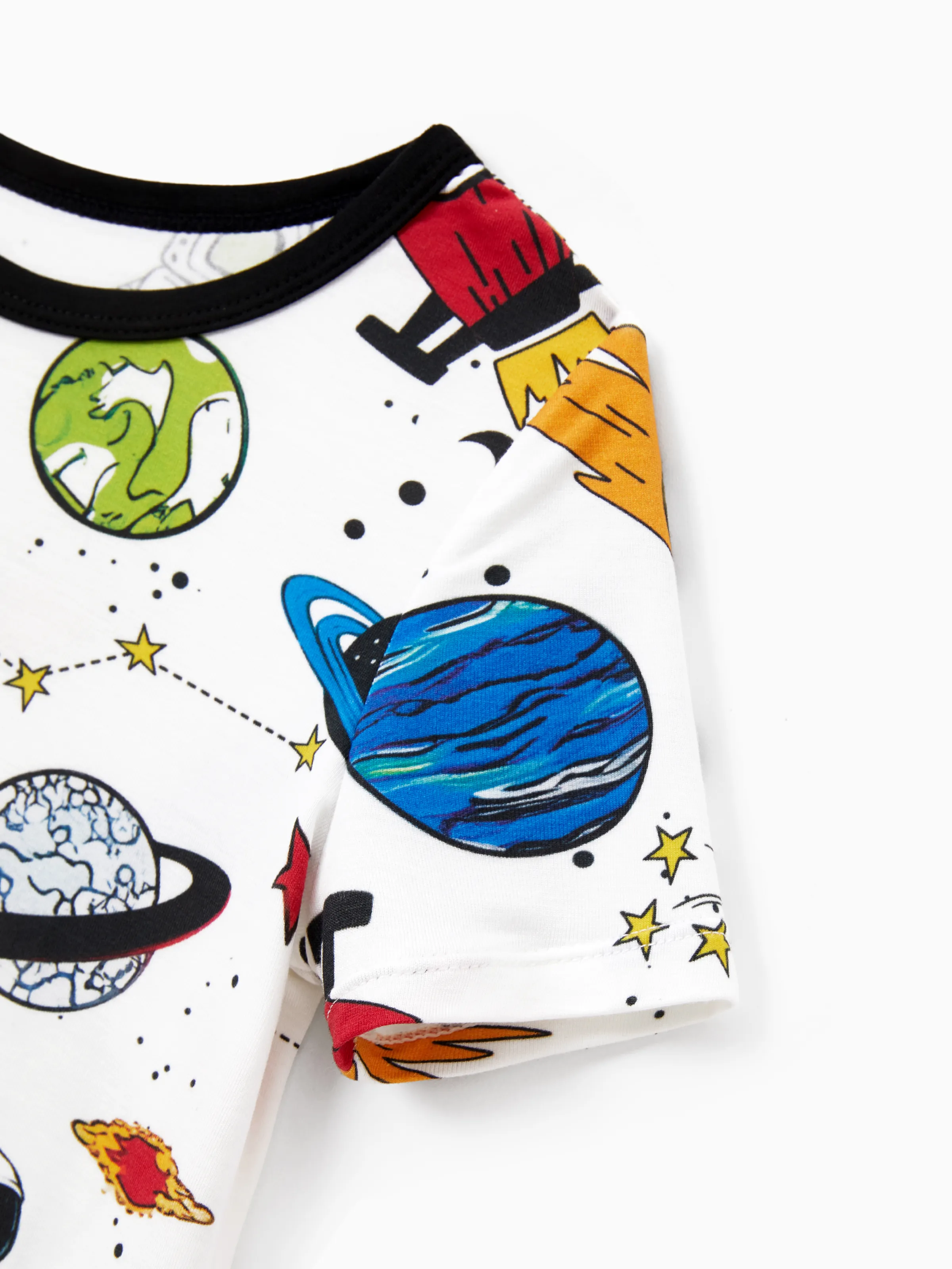 Bamboo Family Pajamas Space Theme Print Short-sleeve Matching Pajama set ( Snug-Fitting for Children ) White - Image 11