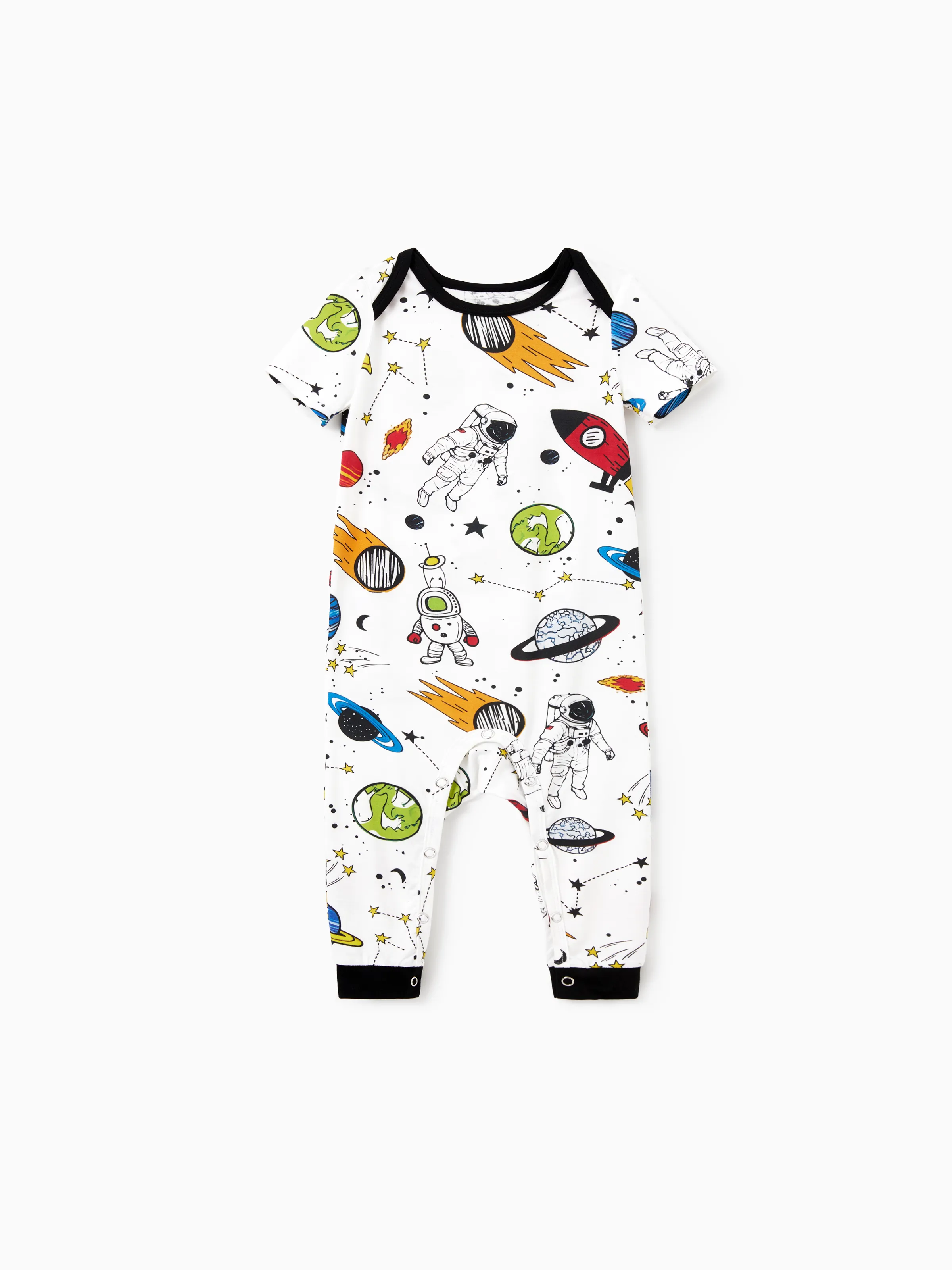 Bamboo Family Pajamas Space Theme Print Short-sleeve Matching Pajama set ( Snug-Fitting for Children ) White - Image 13