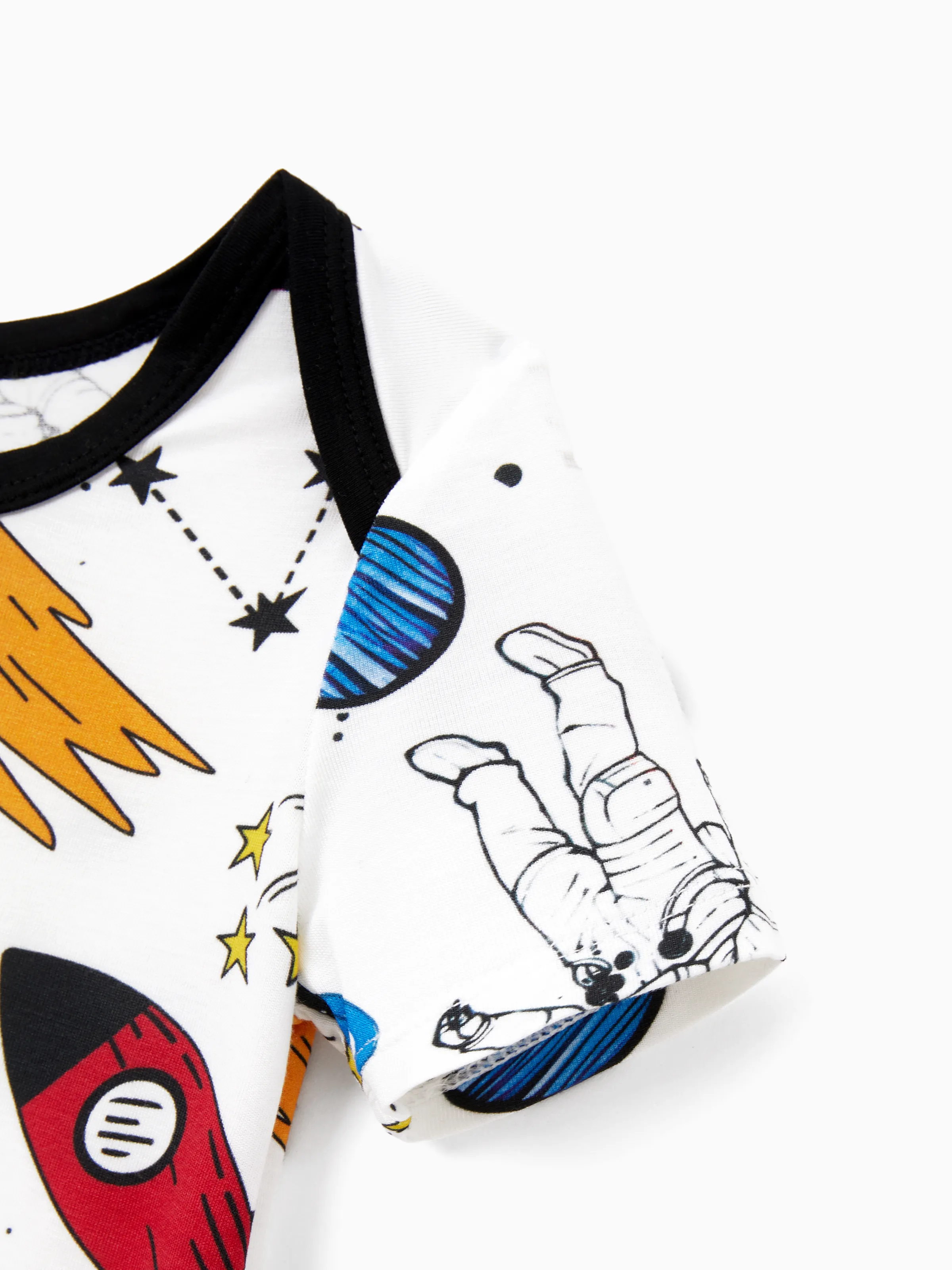 Bamboo Family Pajamas Space Theme Print Short-sleeve Matching Pajama set ( Snug-Fitting for Children ) White - Image 15