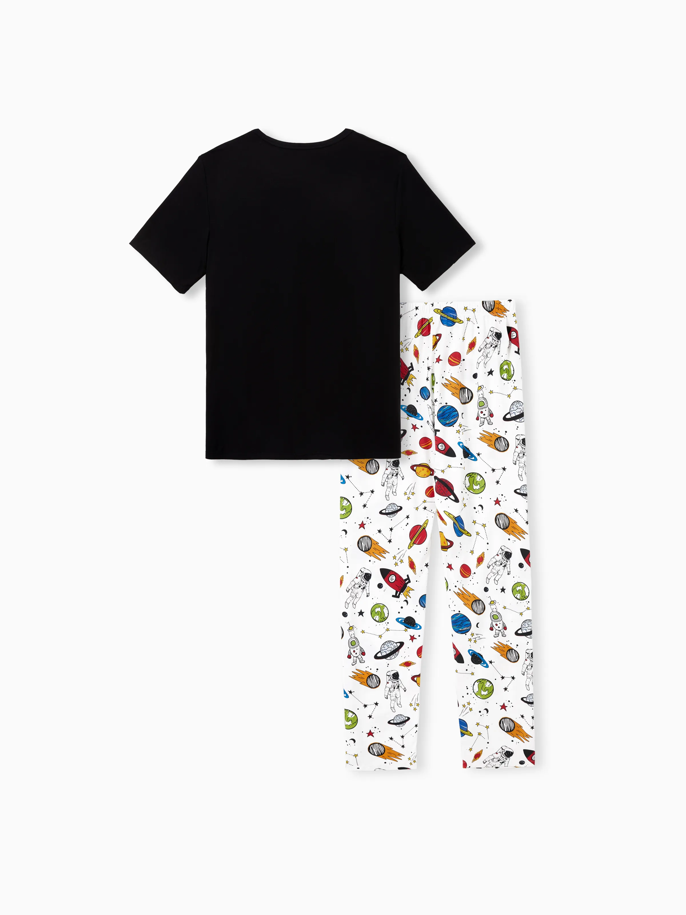 Bamboo Family Pajamas Space Theme Print Short-sleeve Matching Pajama set ( Snug-Fitting for Children ) White - Image 19