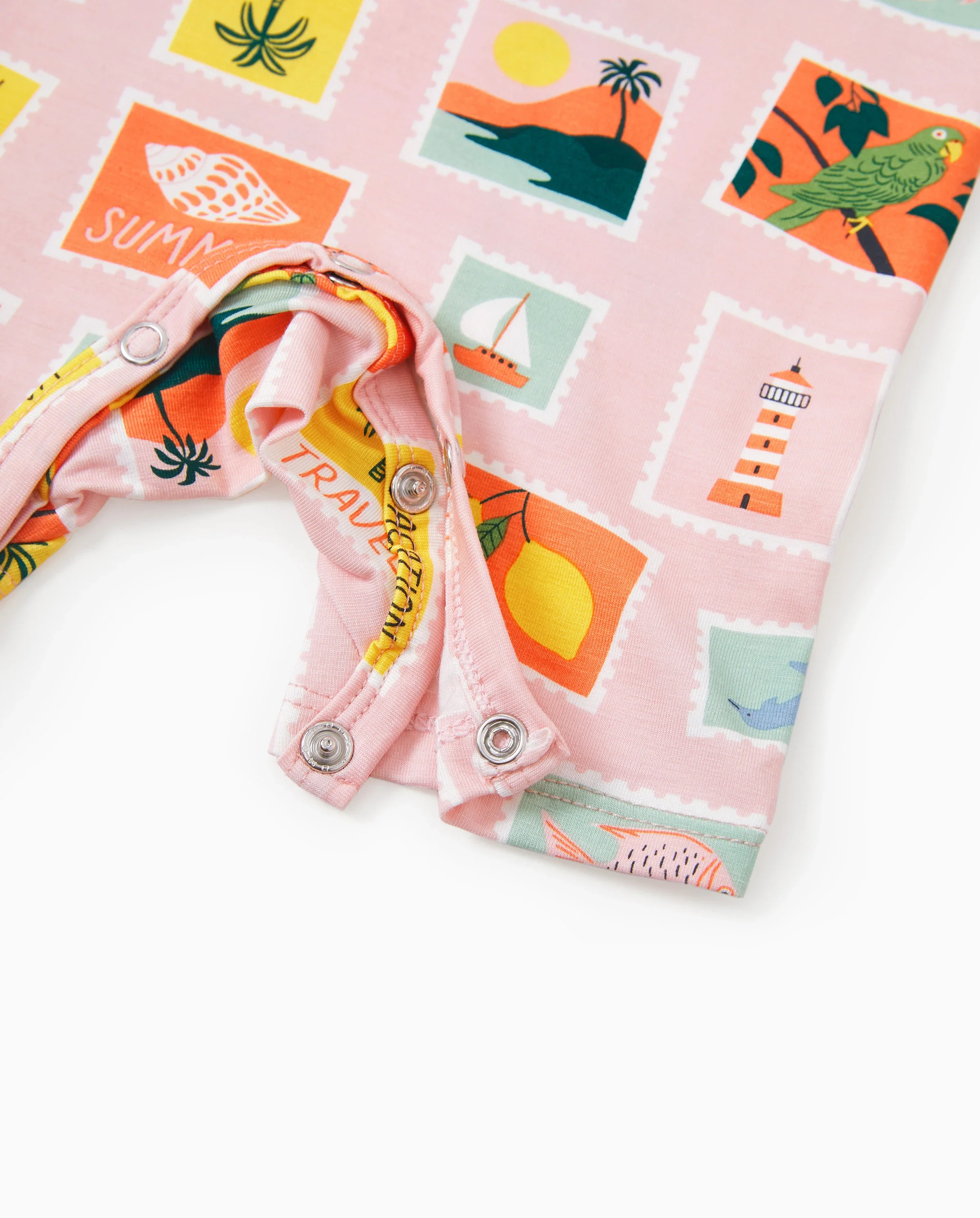 Bamboo Family Pajamas Vacation Theme Print Short-sleeve Matching Pajama set (Snug-Fitting for Children) Color block - Image 7