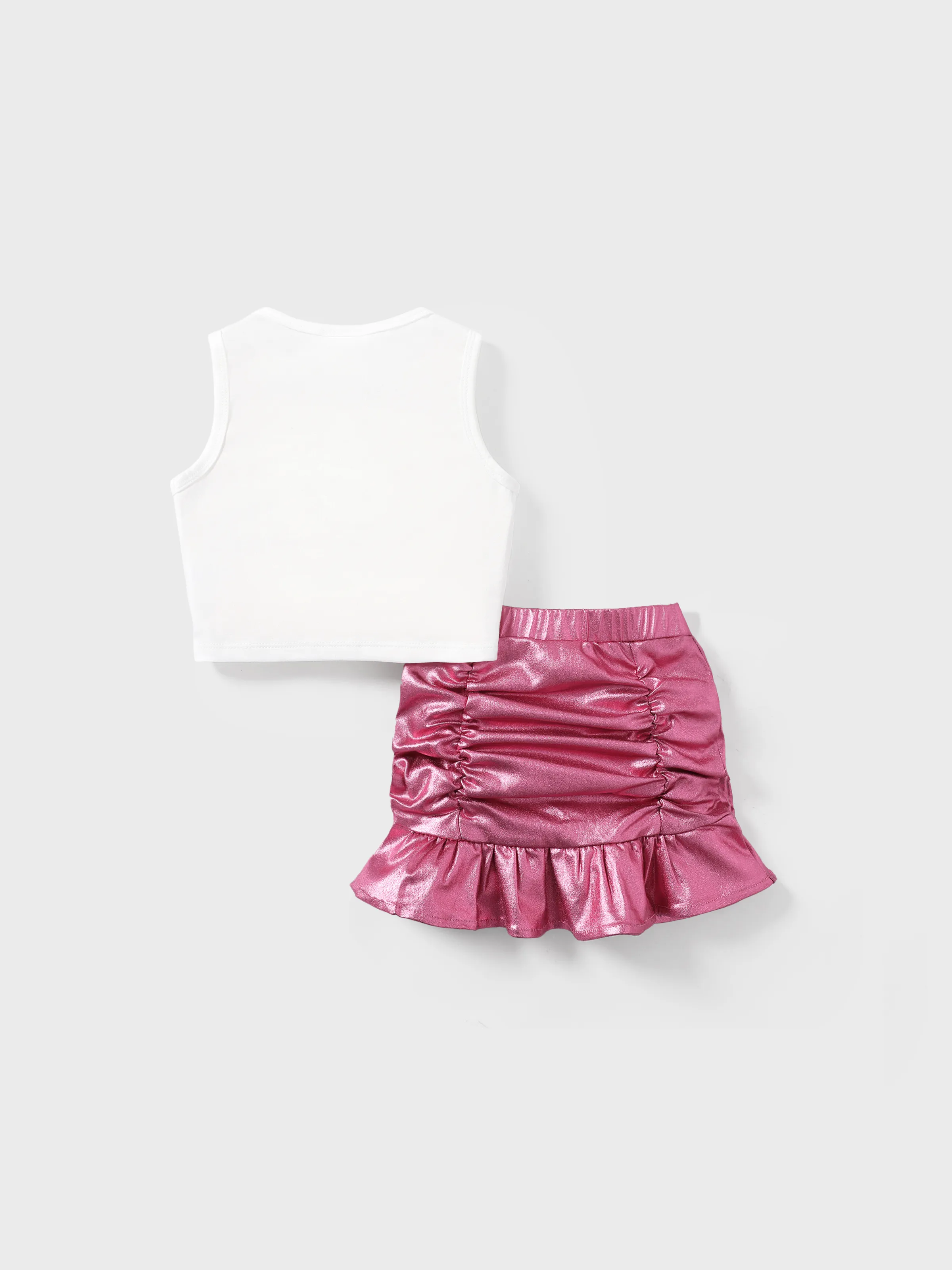 Barbie 2pcs Toddler/Kid Girl Alphabet Twist Tank Top with Pencil Skirt Set
PinkyWhite - Image 3