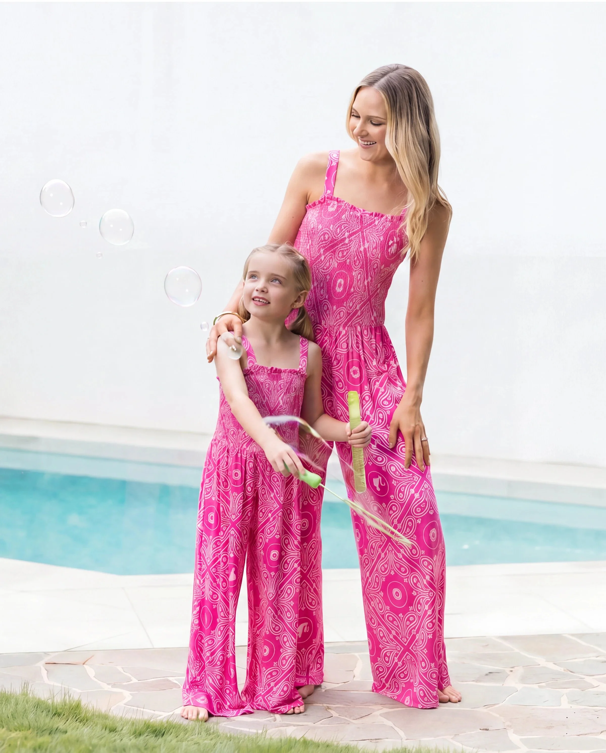 Barbie Toddler/Kid Girl Bamboo Allover Print Jumpsuit Hot Pink - Image 4