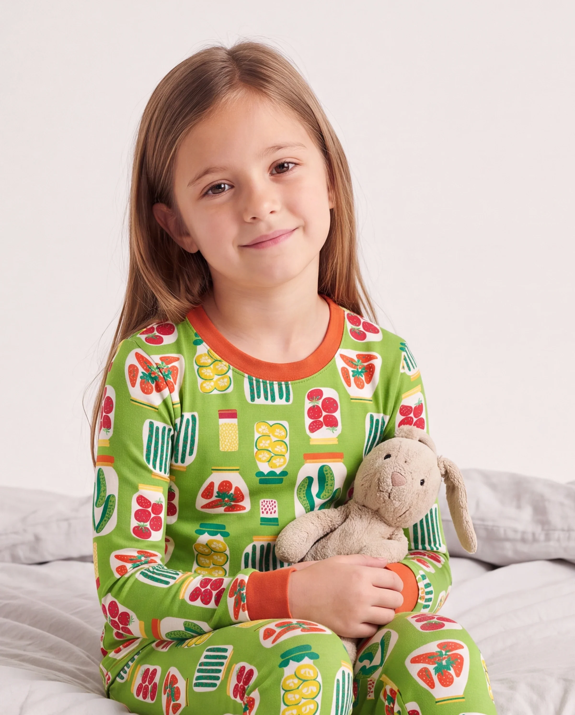 Christmas / Halloween Pajama 2-Piece Upgraded Thick Bamboo Pajama Set With Childlike Print for Toddler / Kids Girl (Snug-Fitting) Green - Image 3