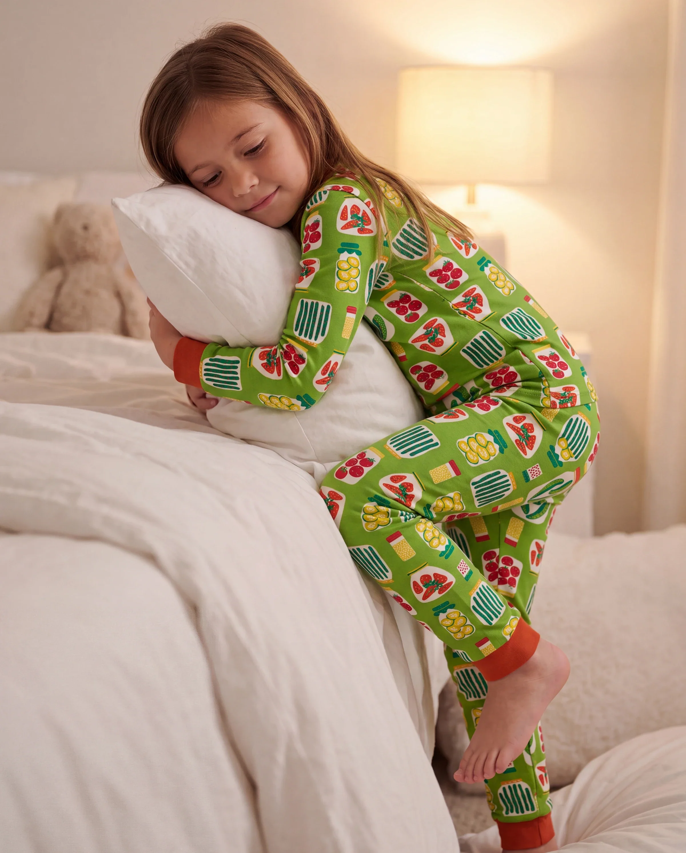 Christmas / Halloween Pajama 2-Piece Upgraded Thick Bamboo Pajama Set With Childlike Print for Toddler / Kids Girl (Snug-Fitting) Green - Image 7